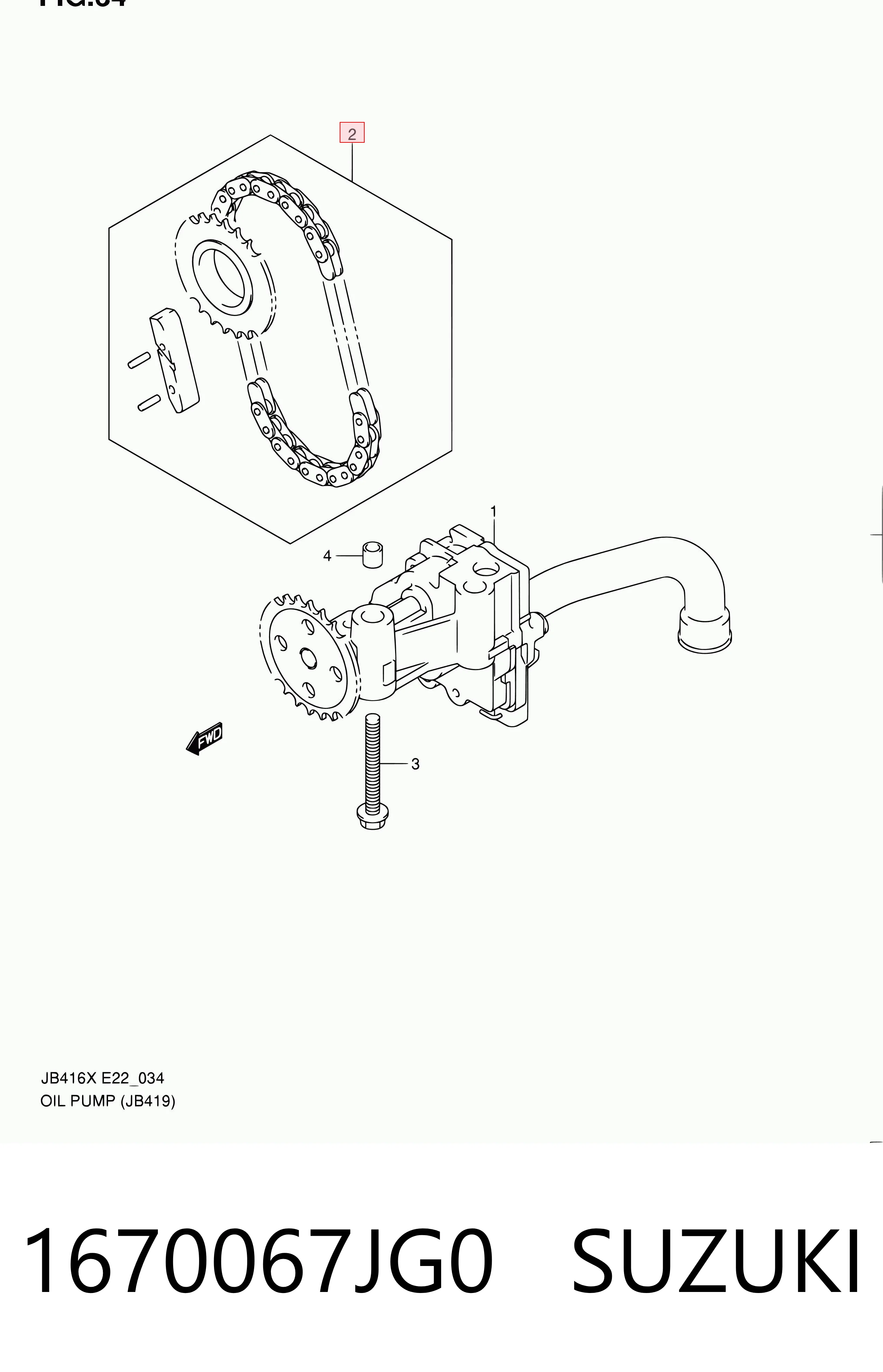 Cadena de la bomba de aceite 1670067JG0 SUZUKI