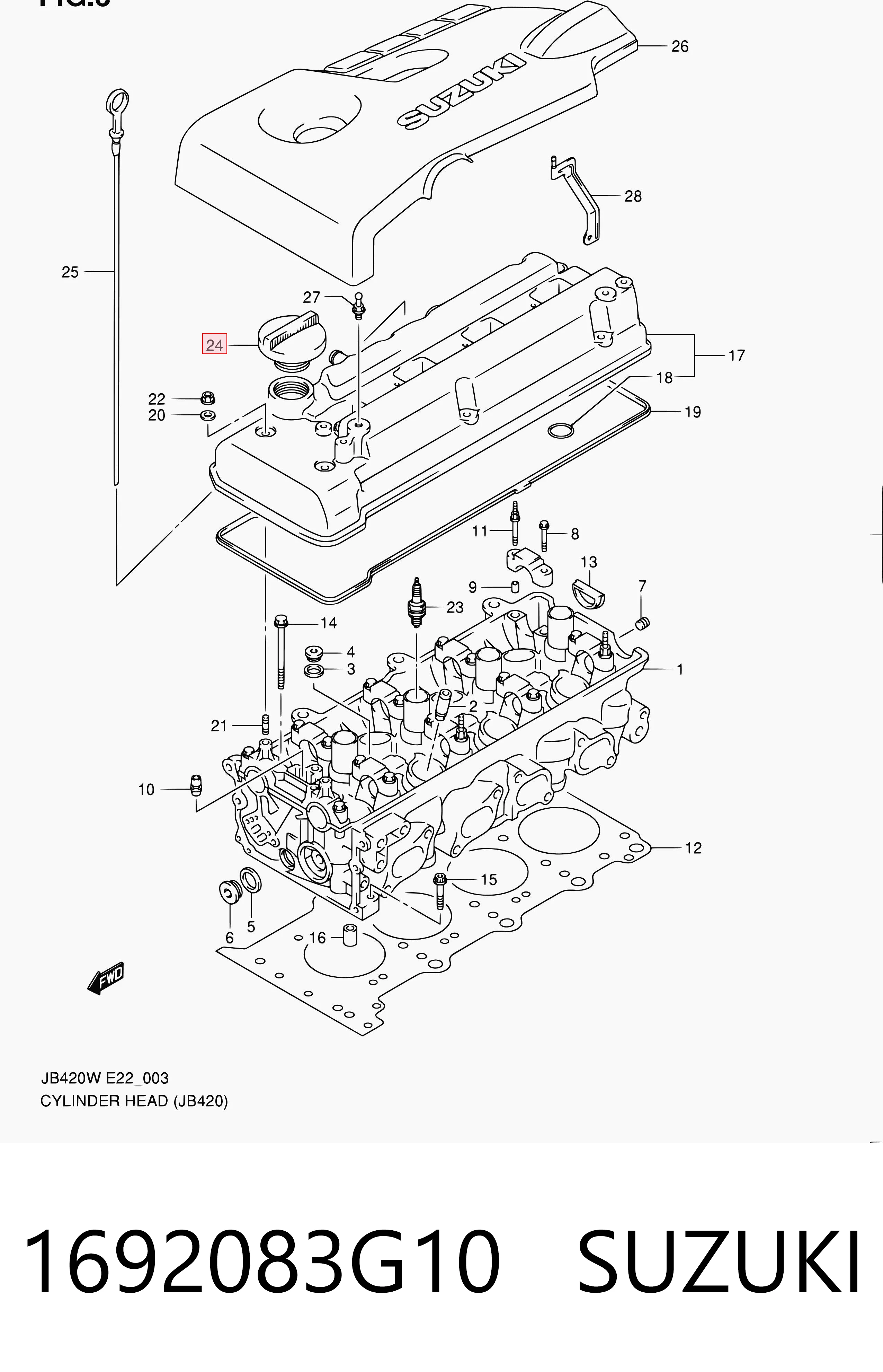 Tapa de aceite de motor 1692083G00 Subaru