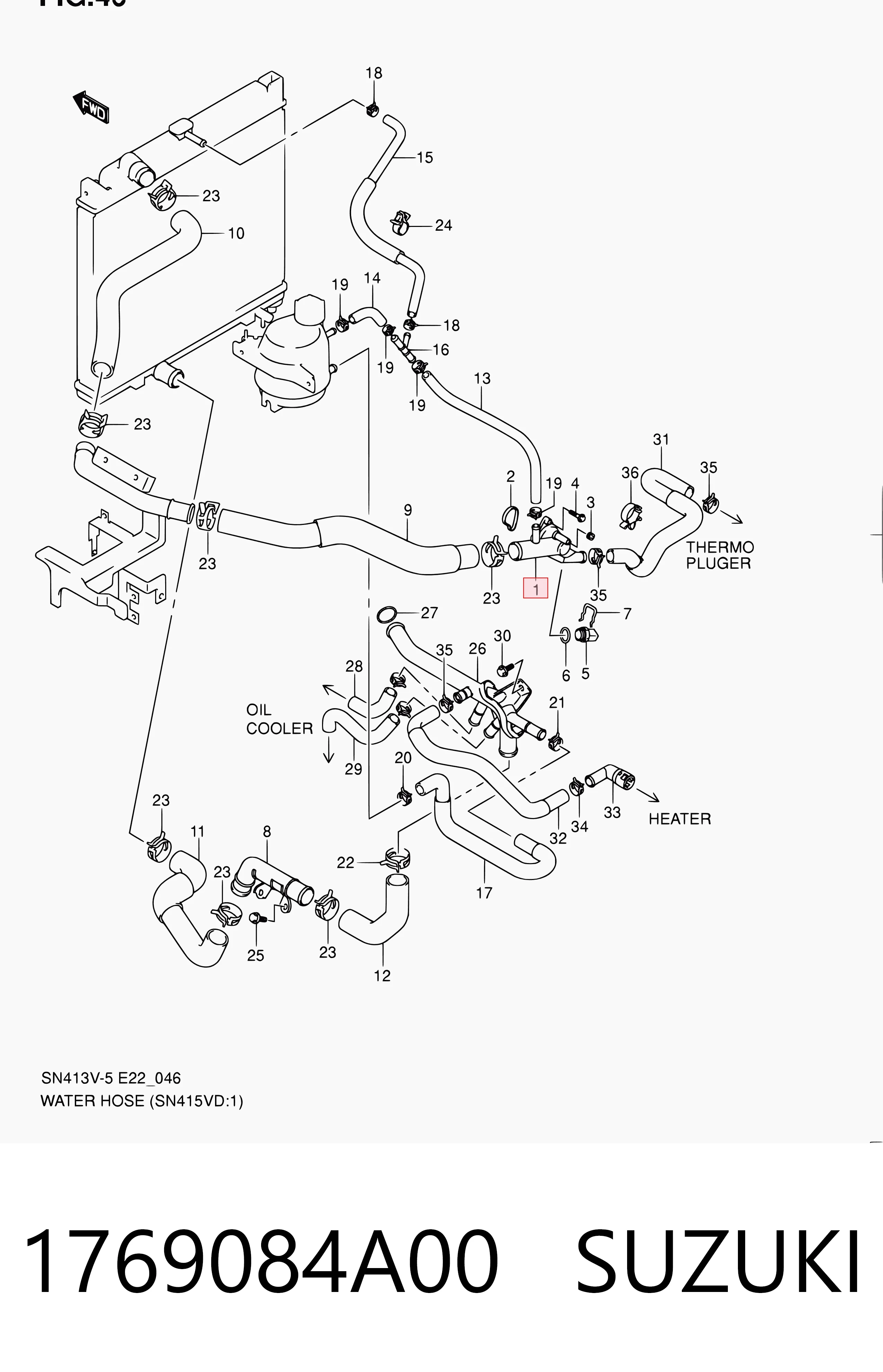 Carcasa del termostato 1769084A00 SUZUKI