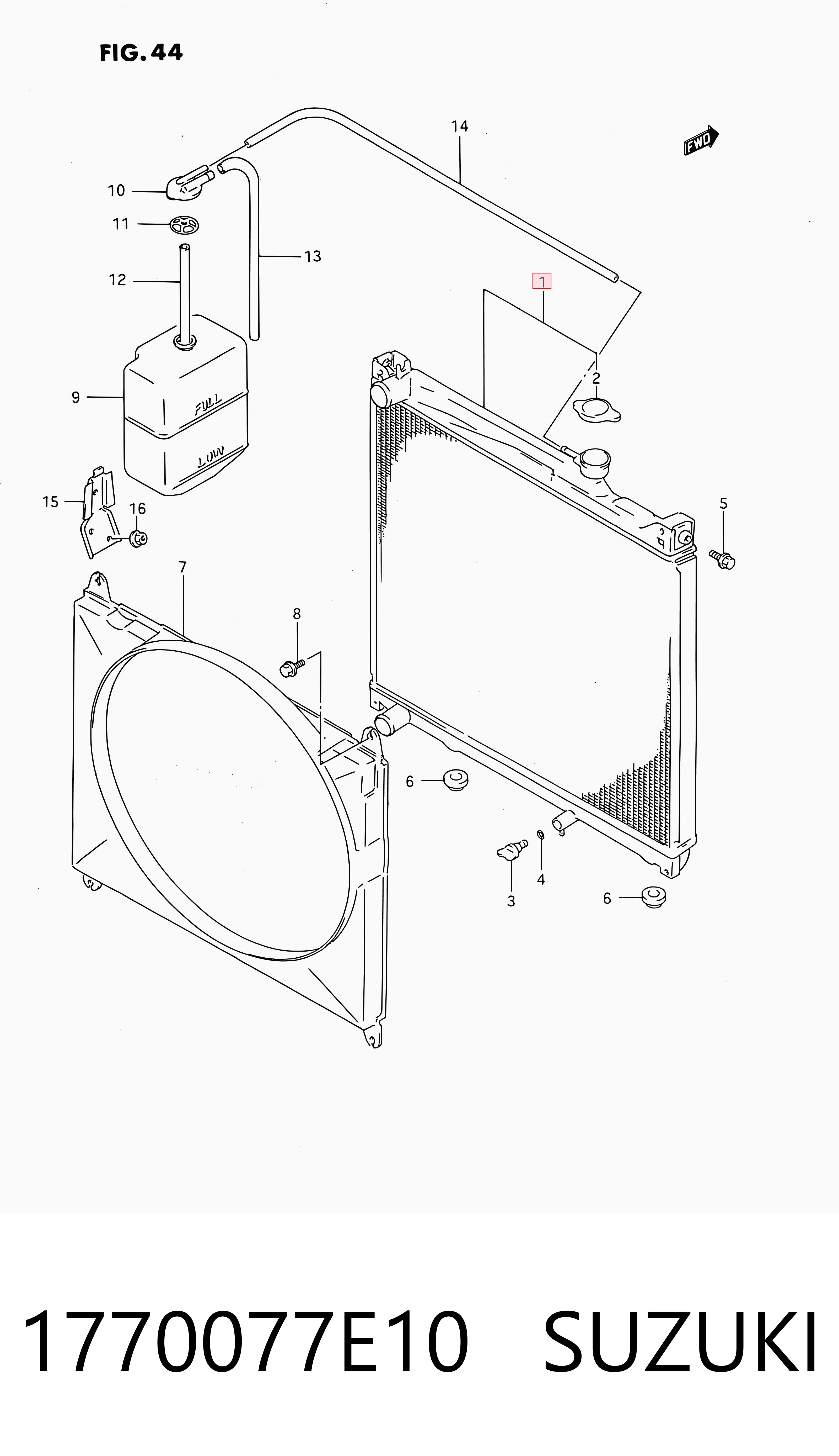 1770077E10 Suzuki Refrigeración del motor