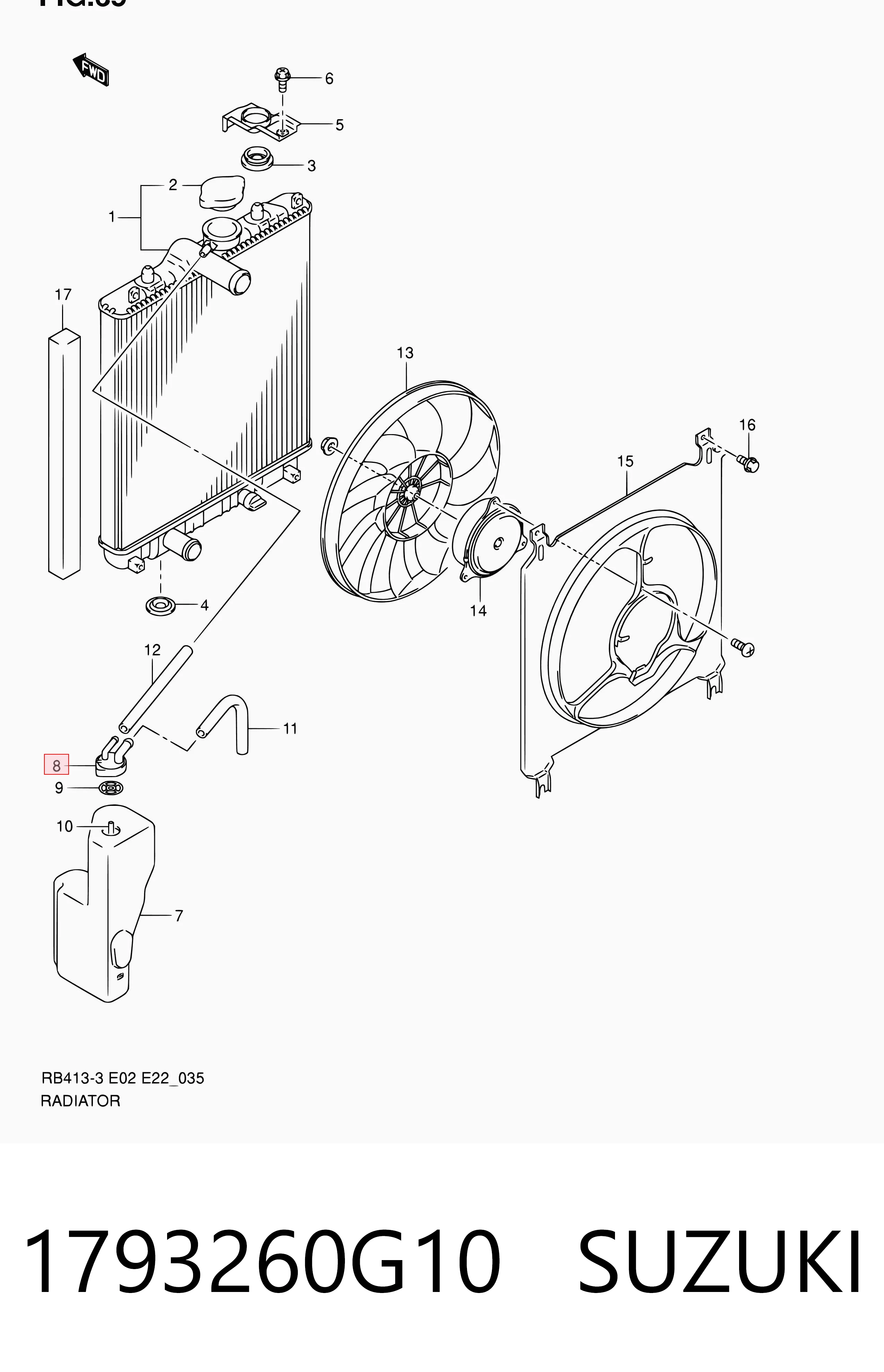 1793260G10 Suzuki Tapón del radiador de refrigerante