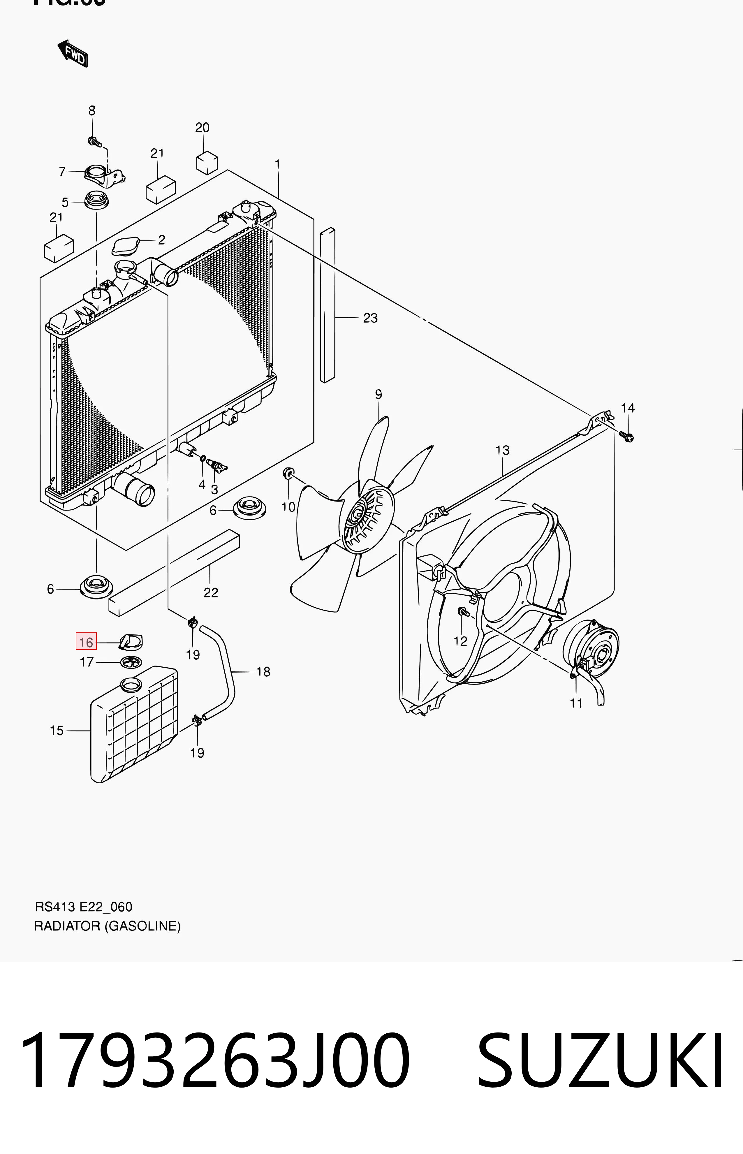 1793263J00 Suzuki Tapón del radiador de refrigerante