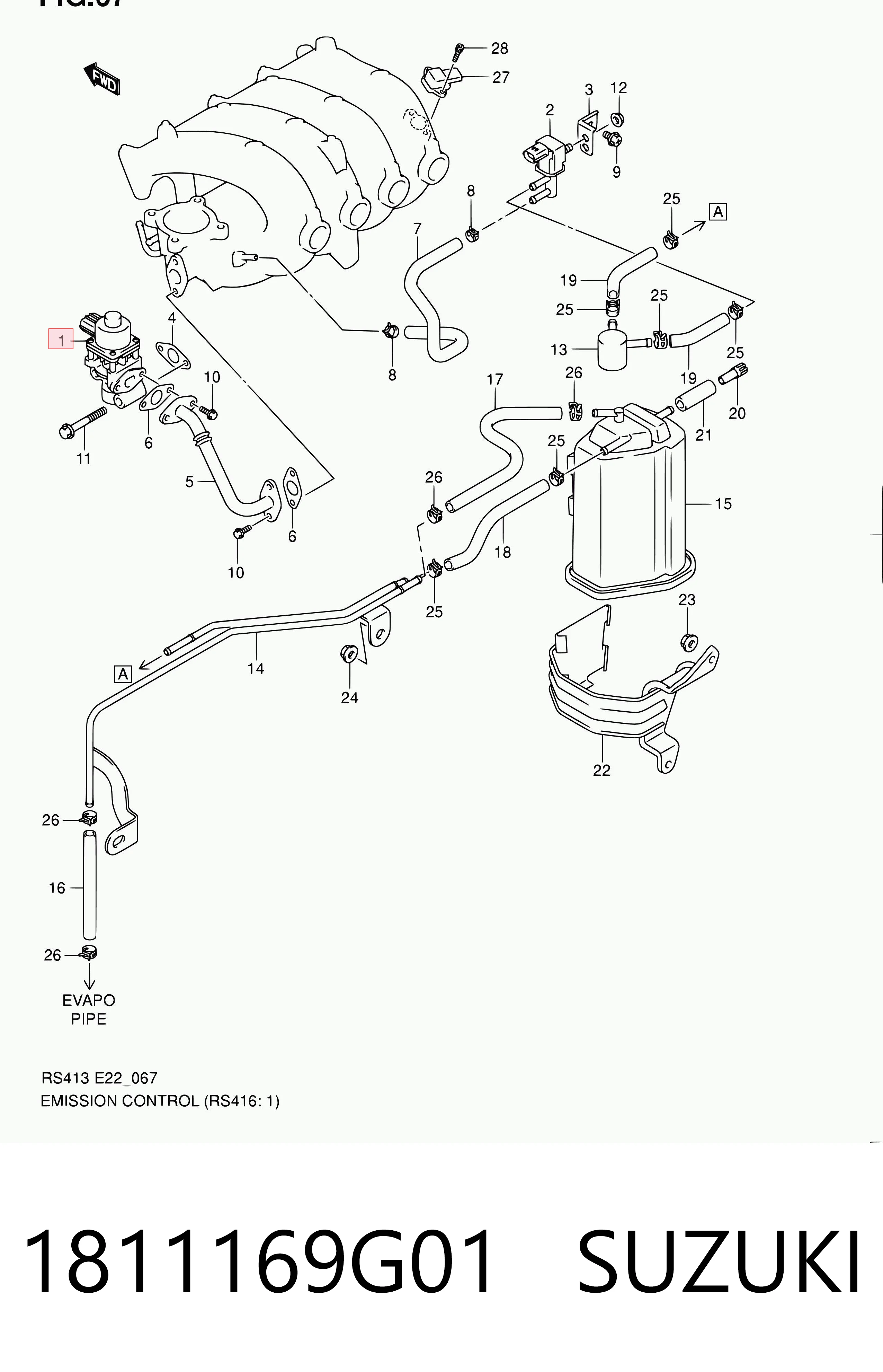 1811169G01 Suzuki Válvula EGR