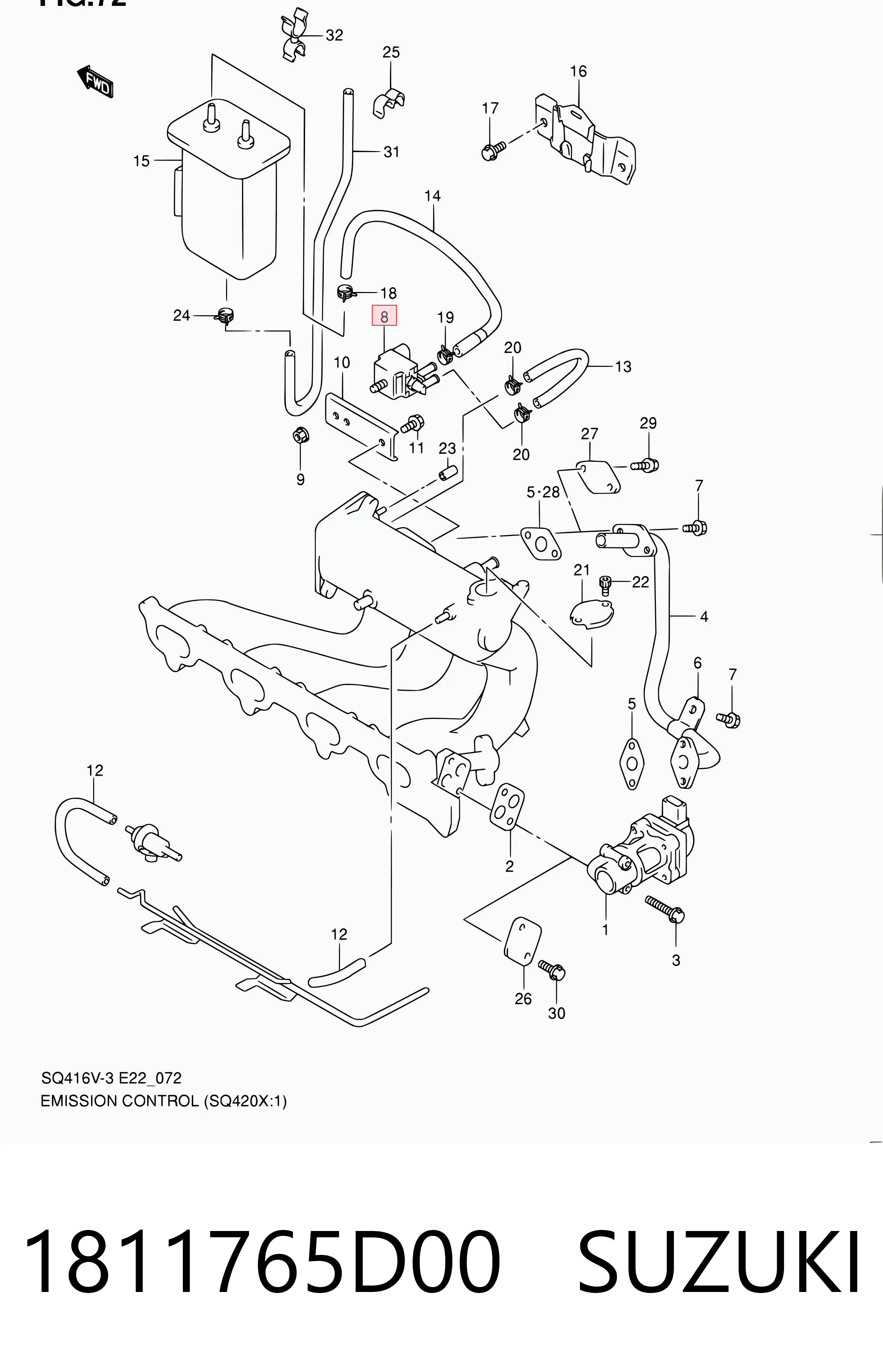 1811765D00 Suzuki Válvula de purga de vapores de combustible