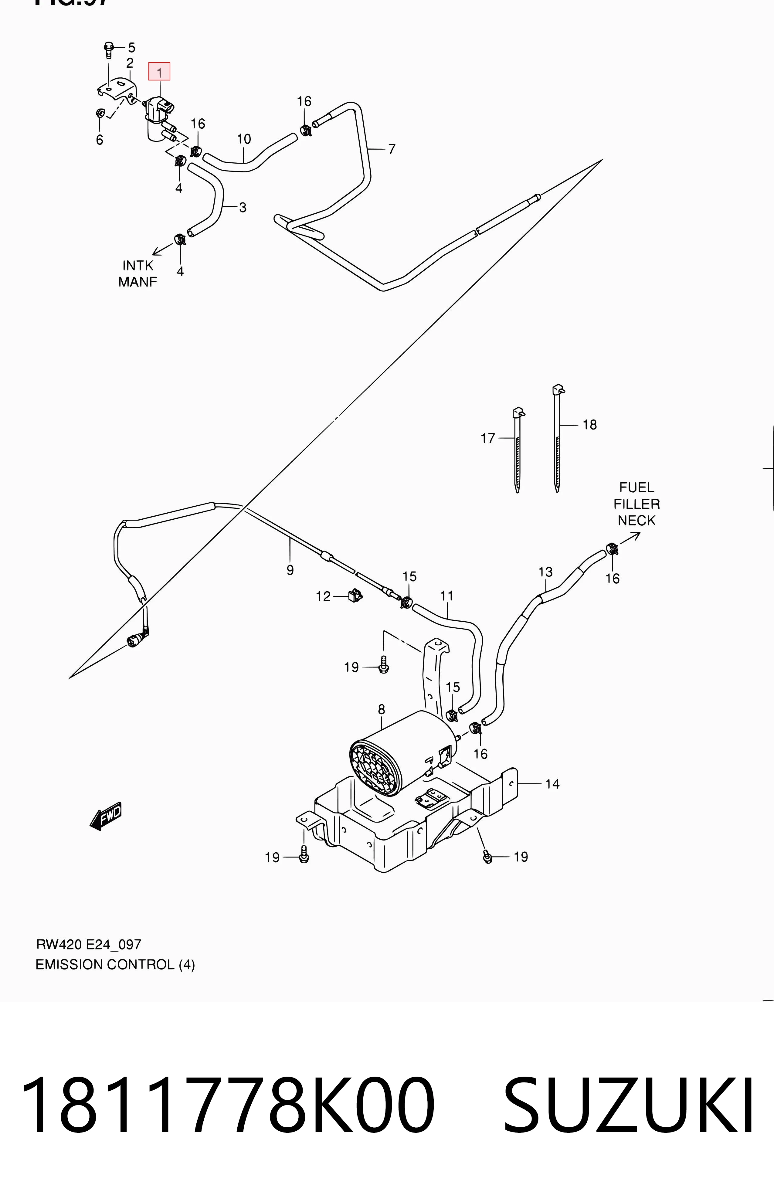 1811778K00 Suzuki Válvula de purga de vapores de combustible