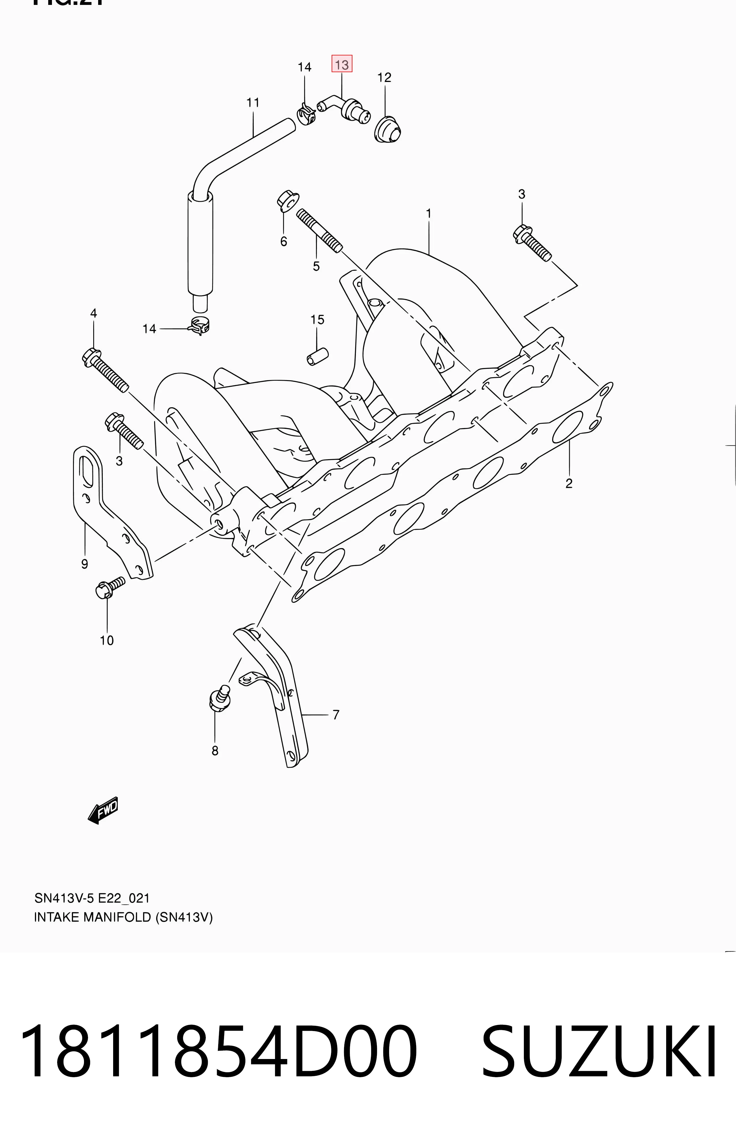 1811854D00 Suzuki Válvula de ventilación del cárter