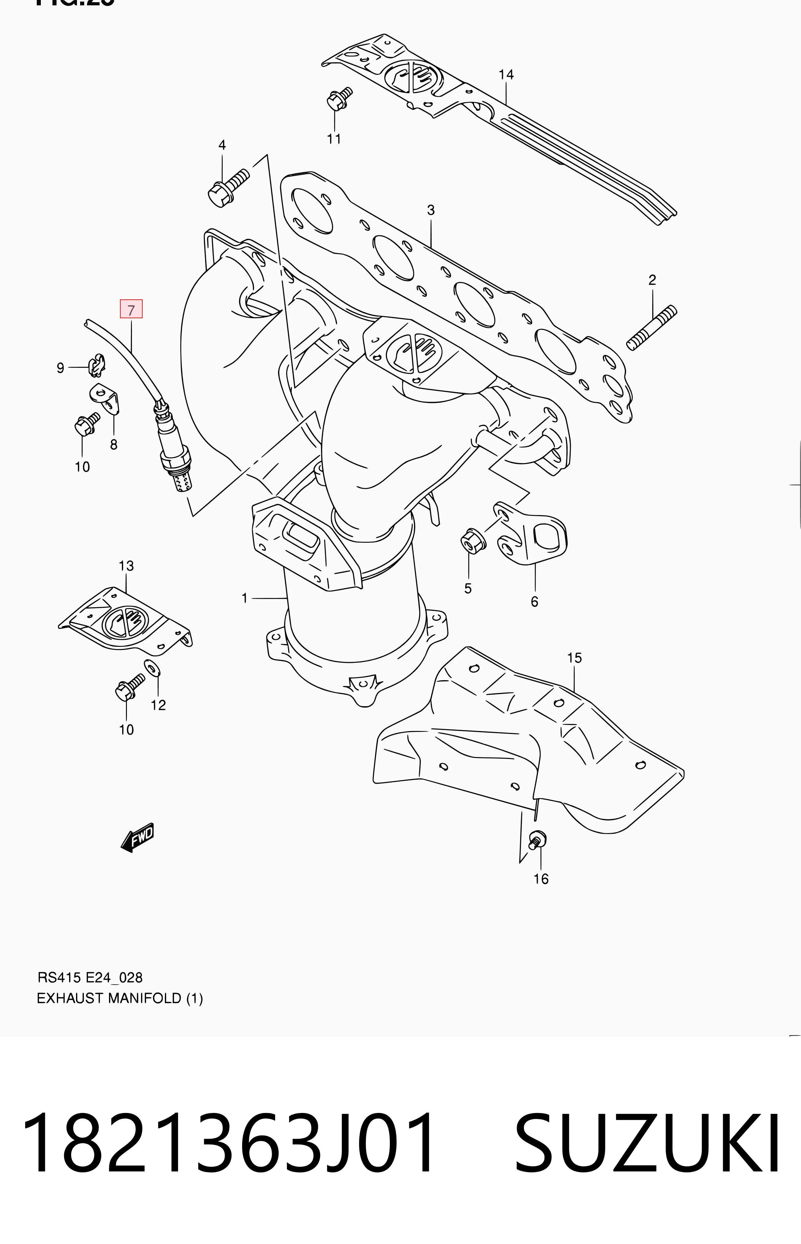 1821363J01 Suzuki Sensor de oxígeno previo al catalizador