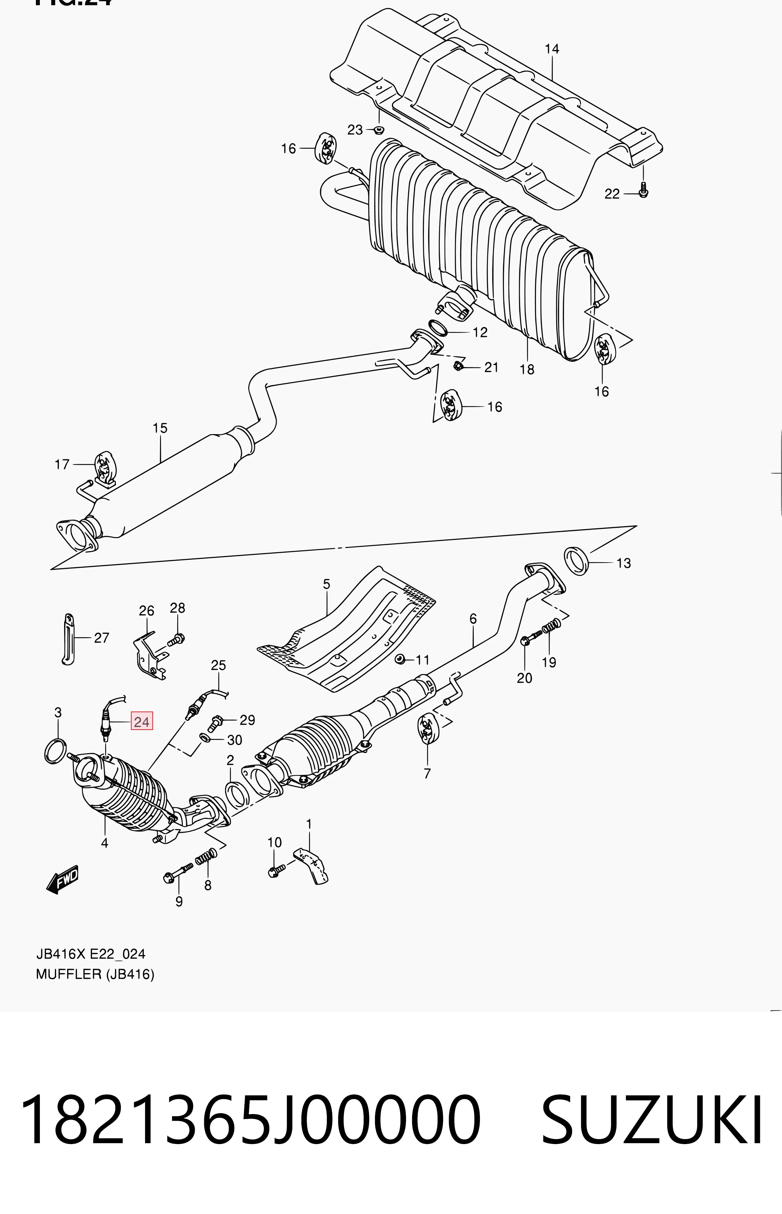 Sensor de oxígeno previo al catalizador 1821365J00000 SUZUKI