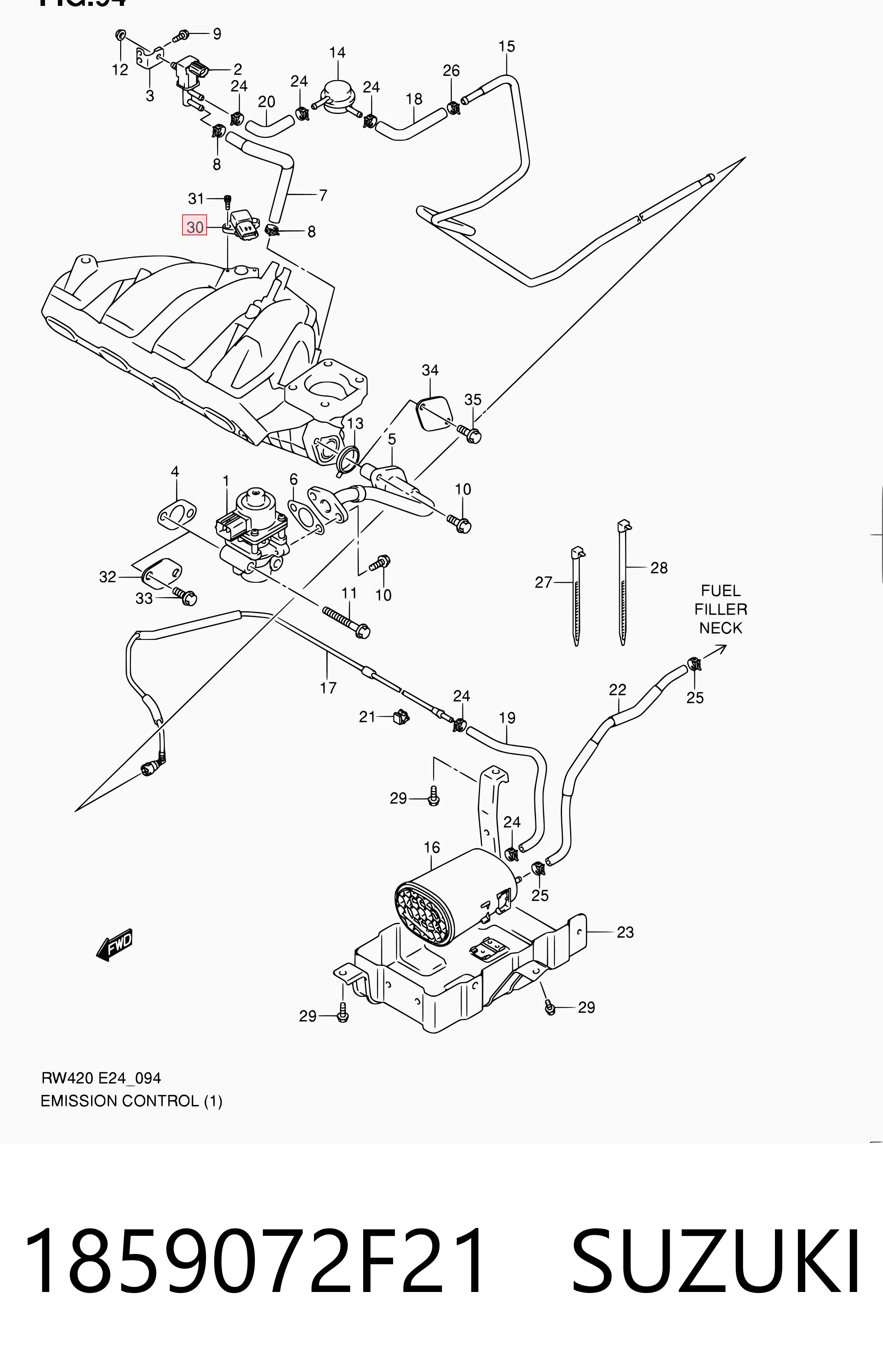1859072F21 Suzuki Sensor, presión colector de admisión 