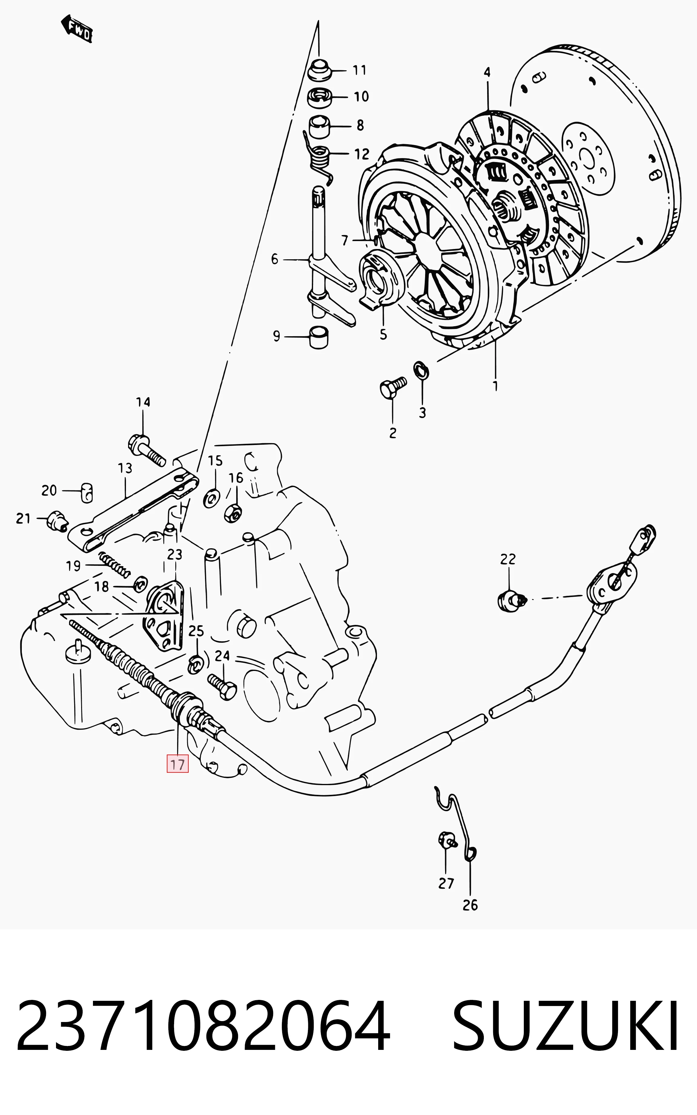 Cable de embrague 2371082064 SUZUKI