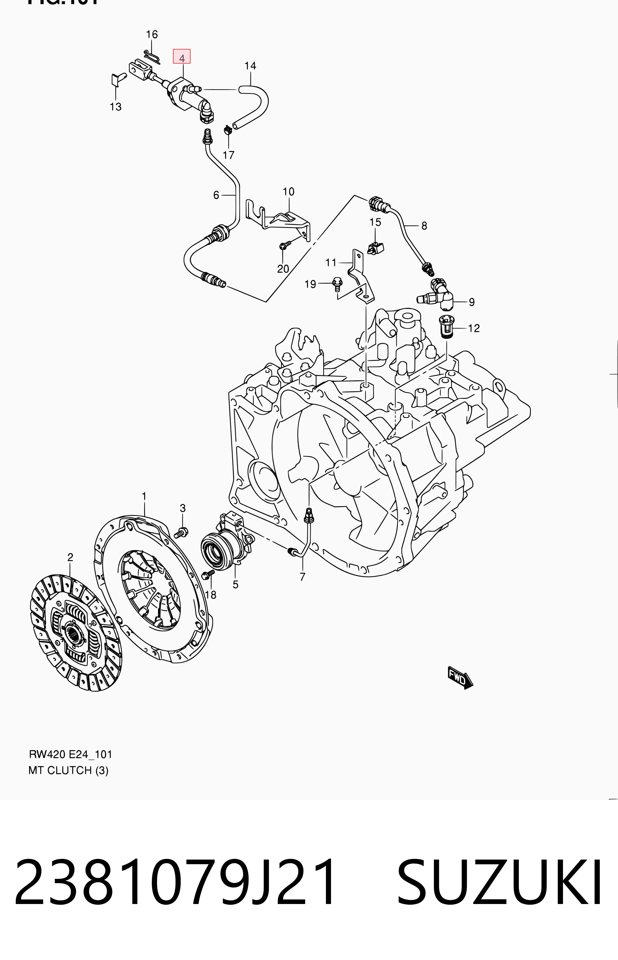 2381079J21 Suzuki Cilindro maestro de clutch