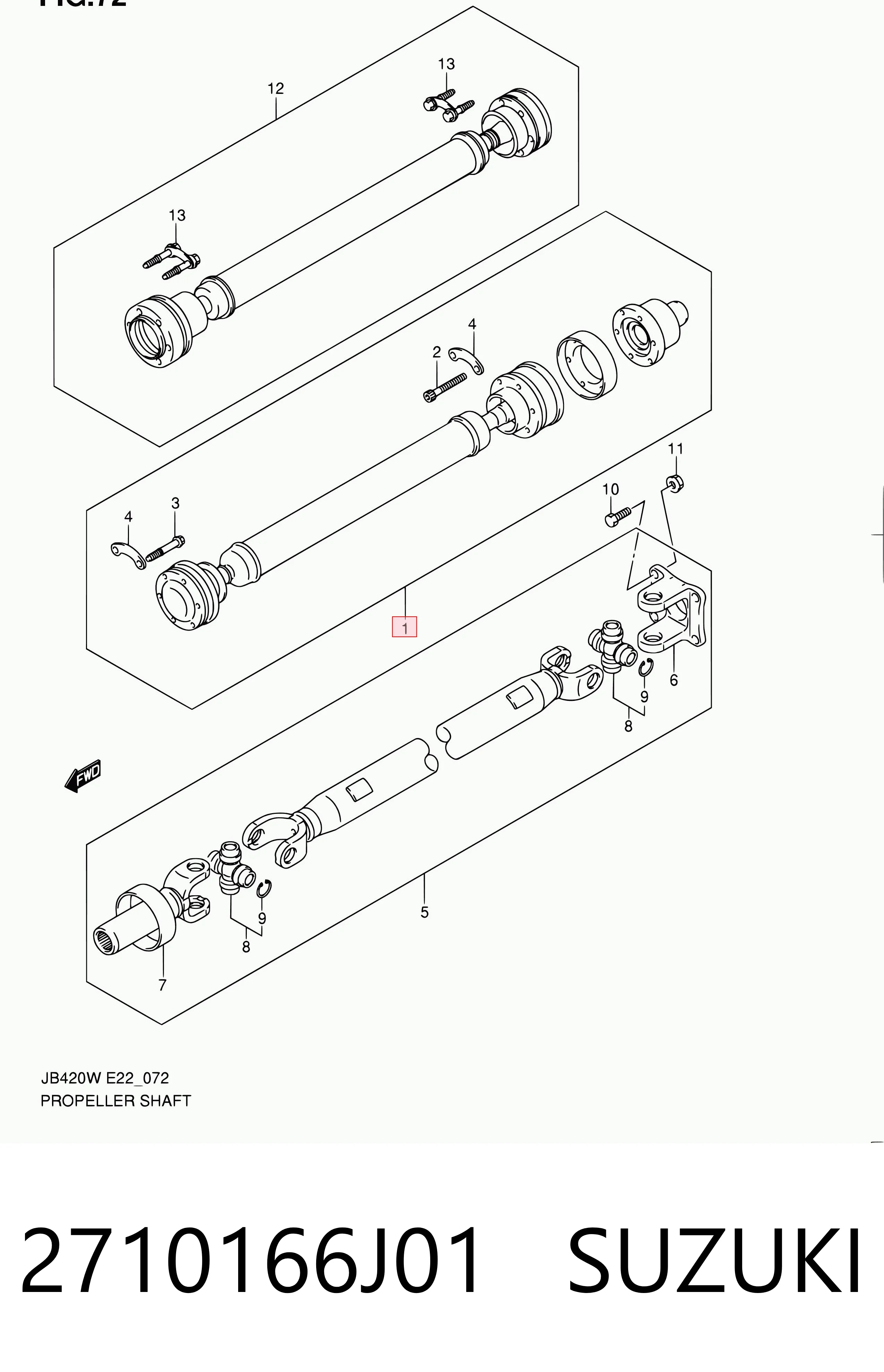 2710166J01 Suzuki Transmisión cardán, eje delantero