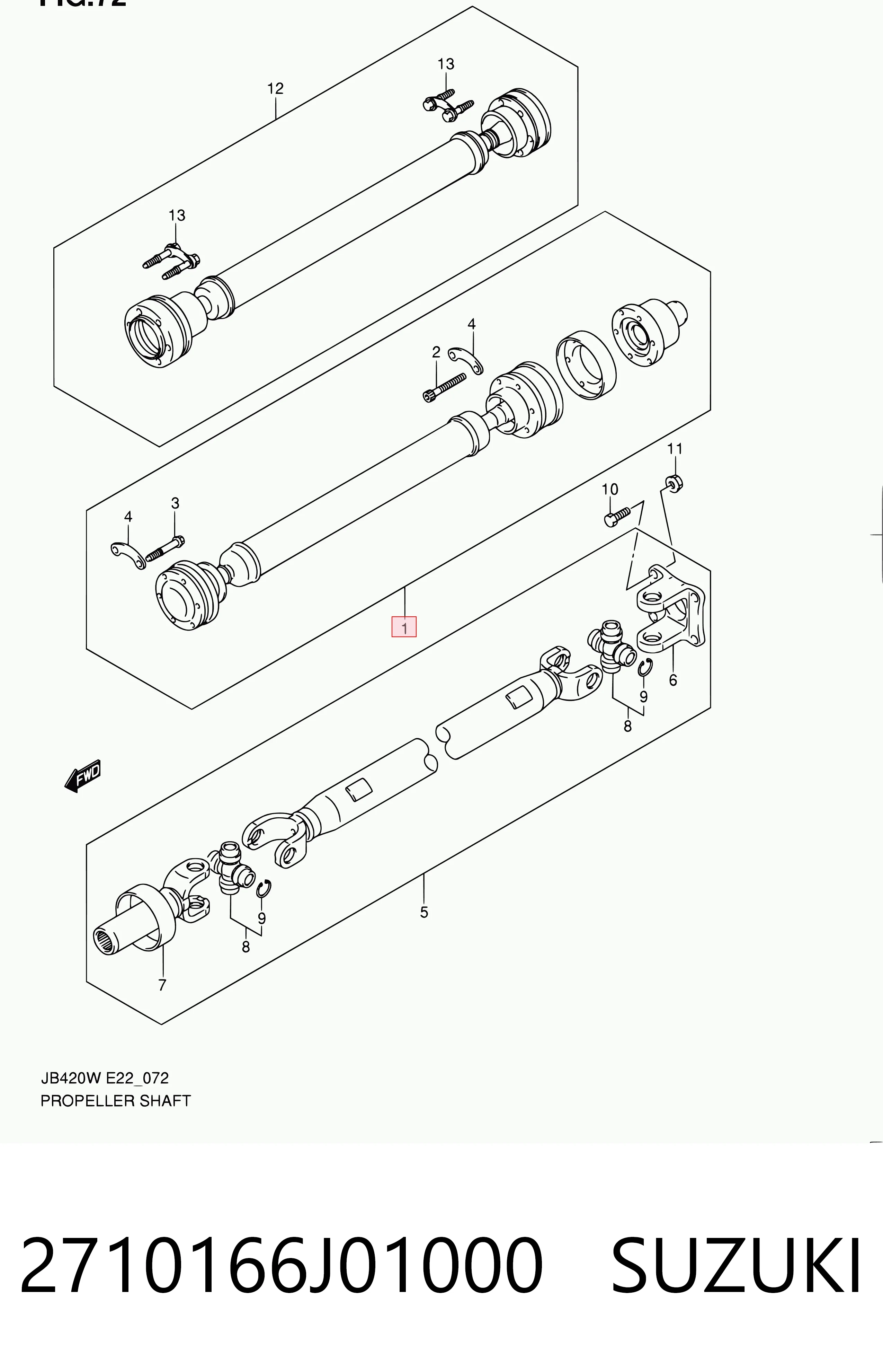 2710166J01000 Suzuki Transmisión cardán, eje delantero