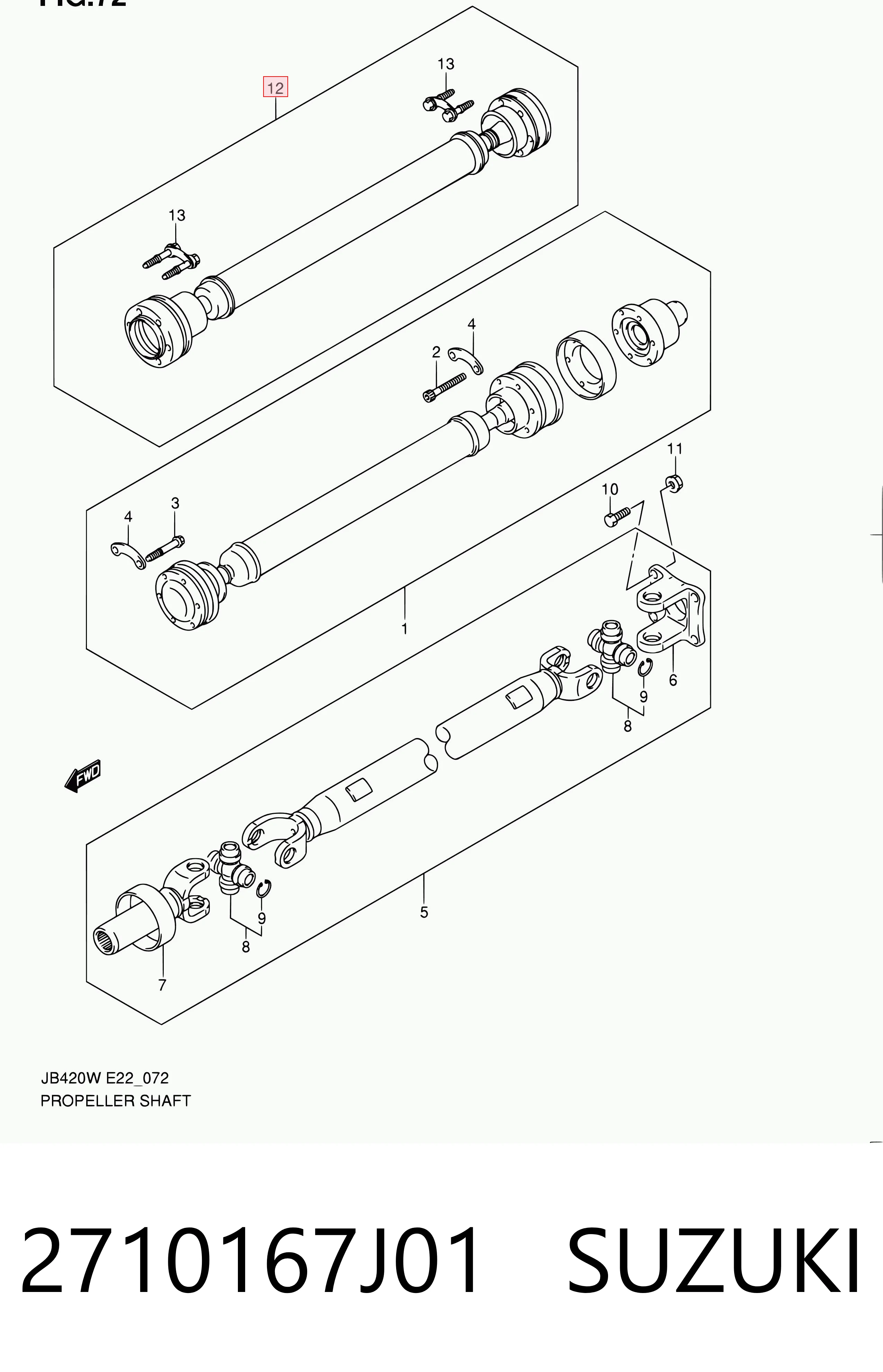 2710167J01 Suzuki Transmisión cardán, eje delantero