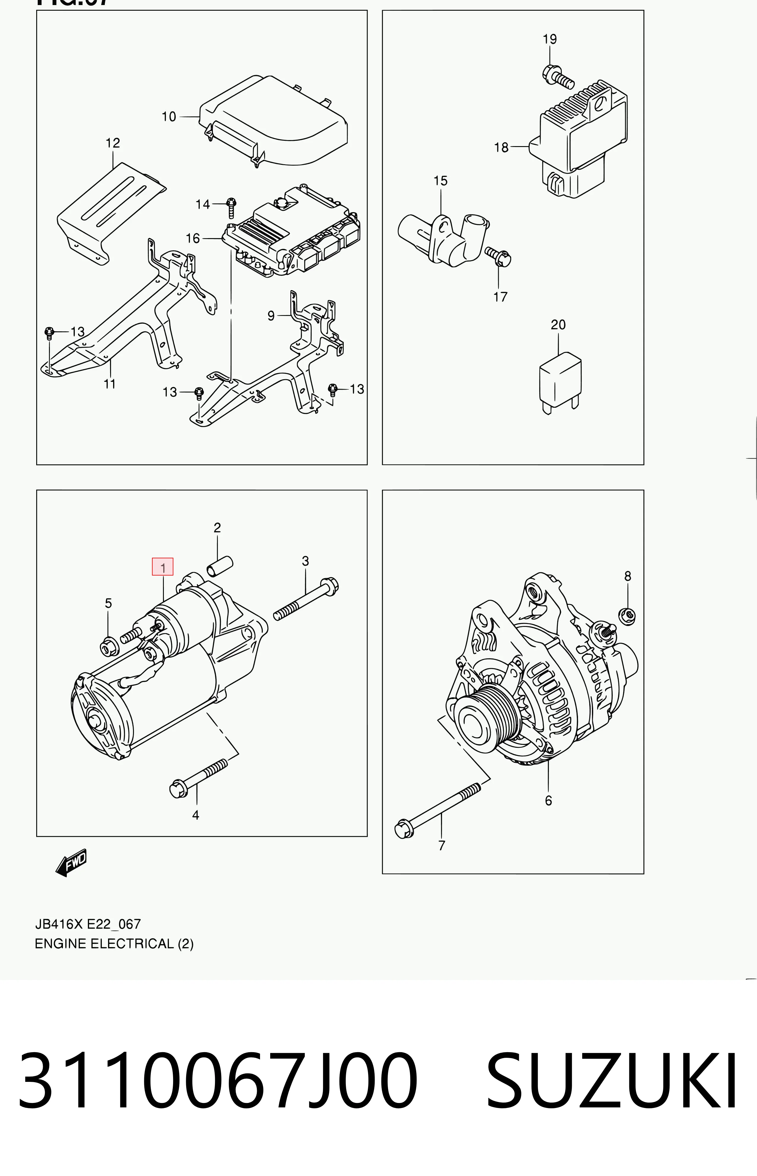 3110067J00 Suzuki Arranque motores