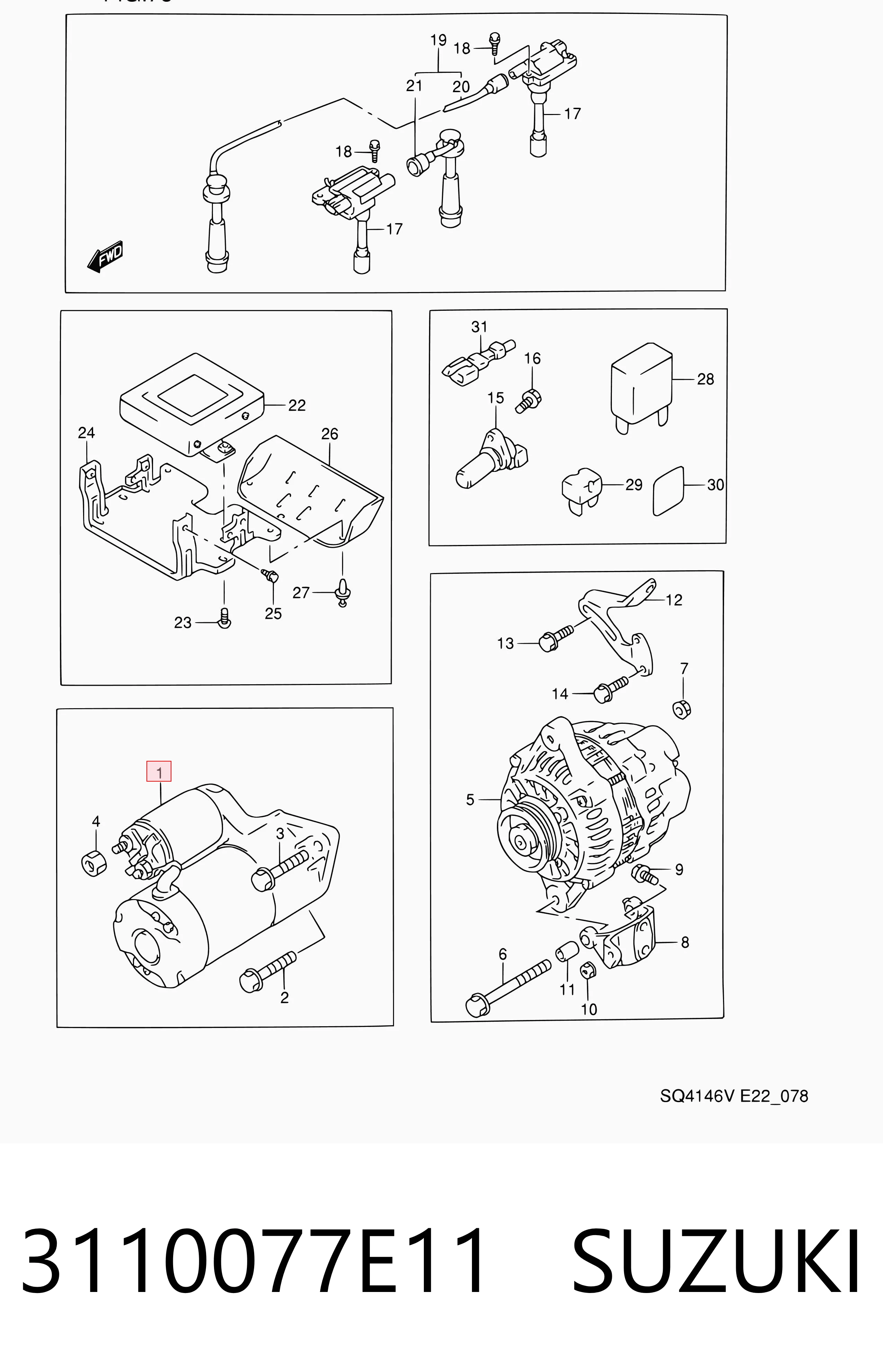 3110077E11 Suzuki Arranque motores