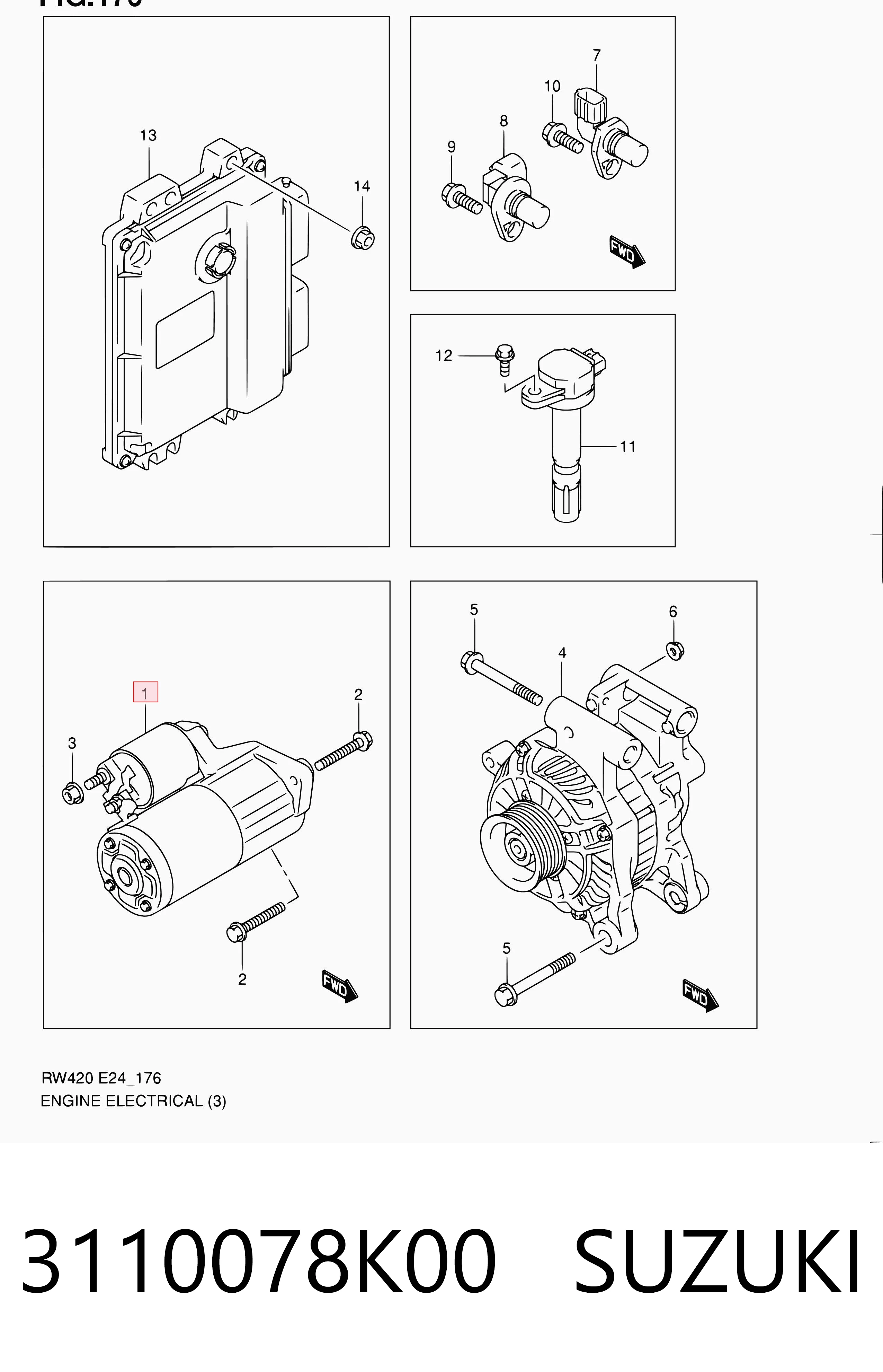 3110078K00 Suzuki Arranque motores