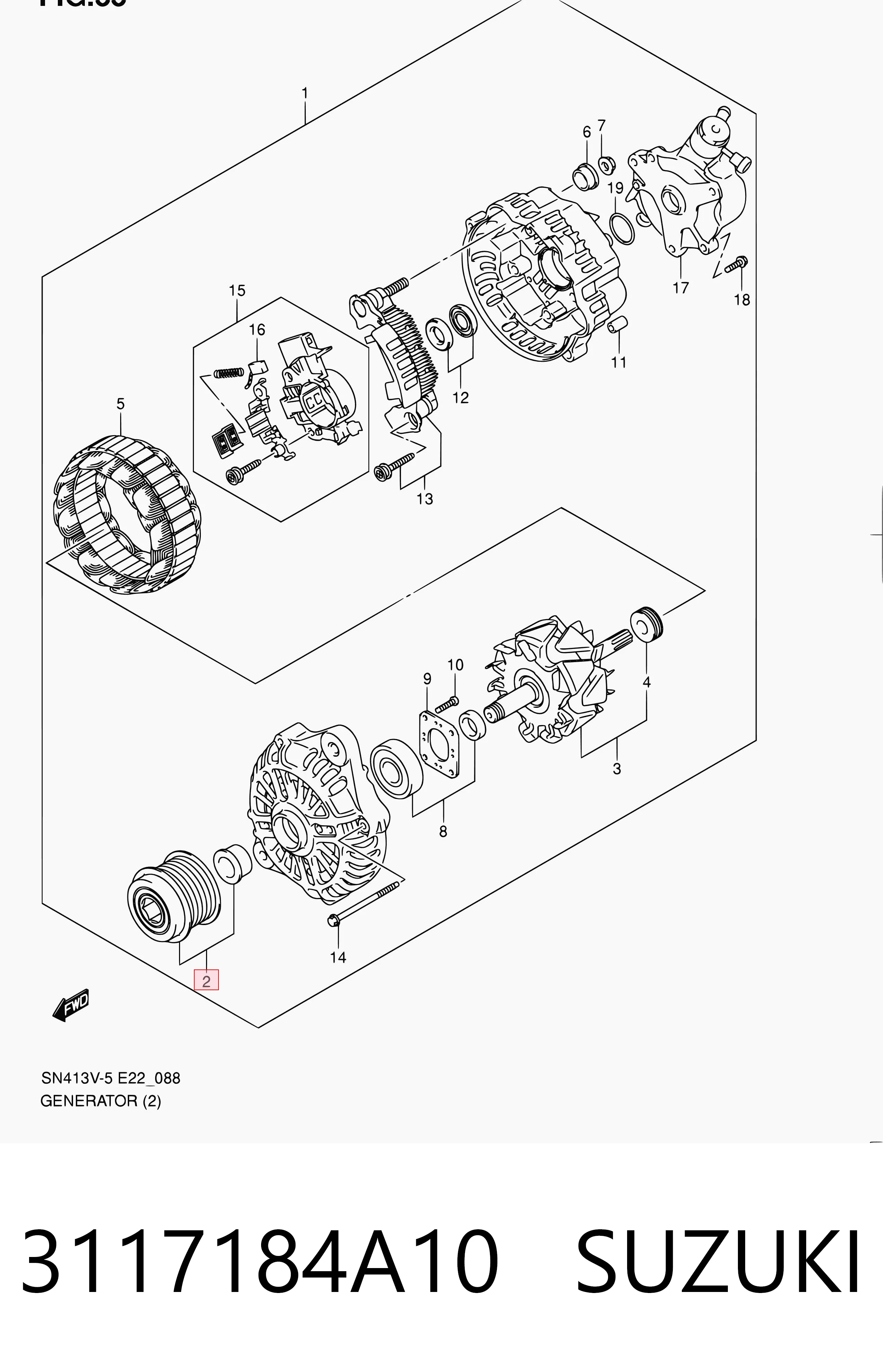 Polea alternador para Suzuki Jimny SN, JB