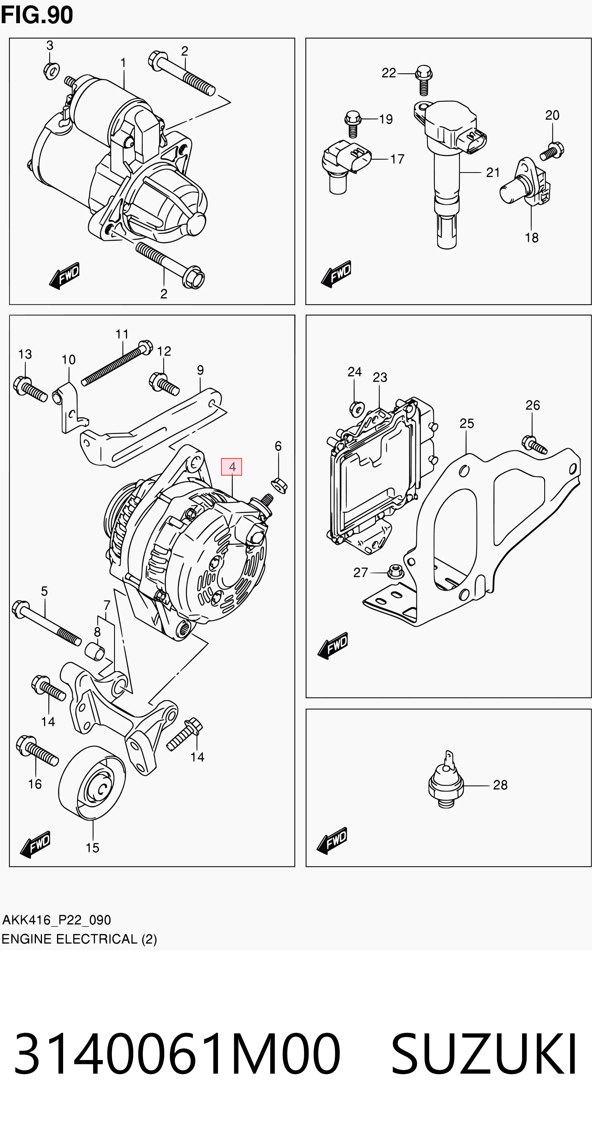 3140061M00 Suzuki Alternador de coche