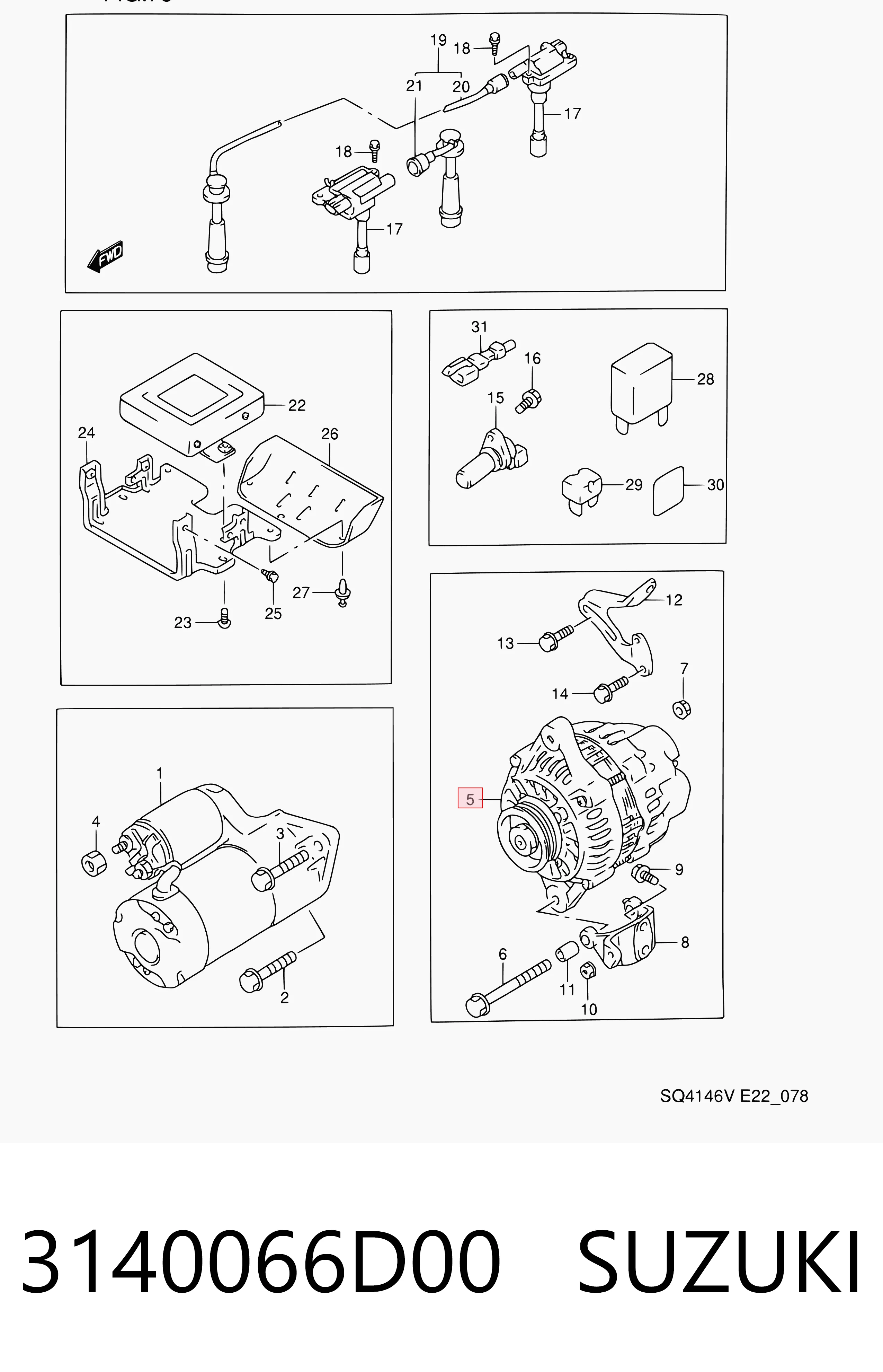 3140066D00 Suzuki Alternador de coche