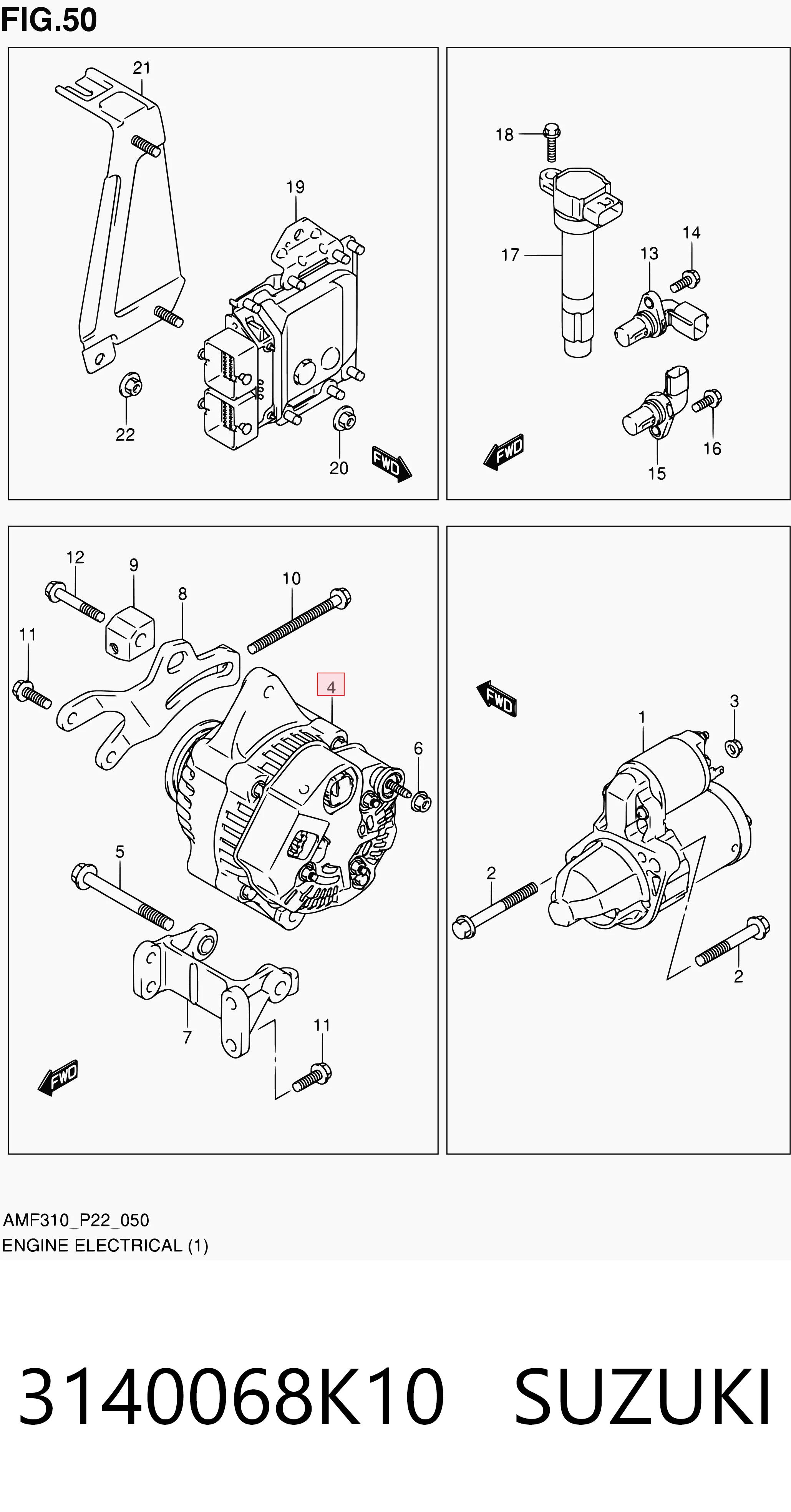 3140068K10 Suzuki Alternador de coche