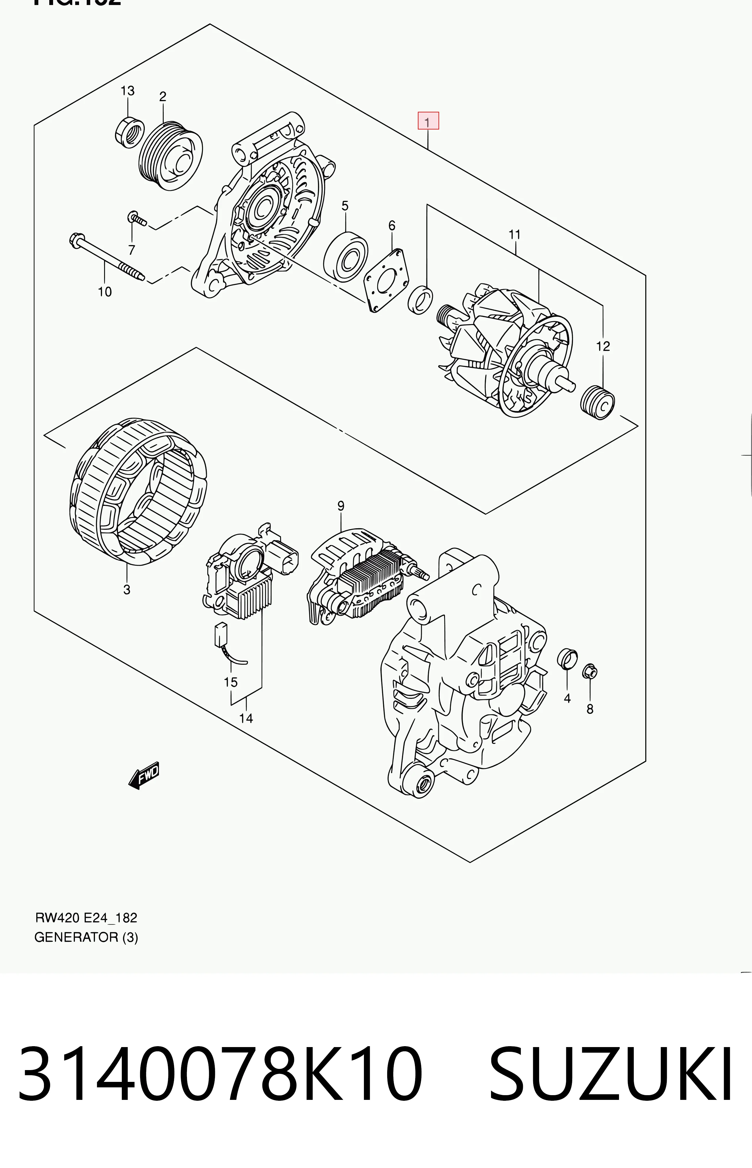 3140078K10 Suzuki Alternador de coche