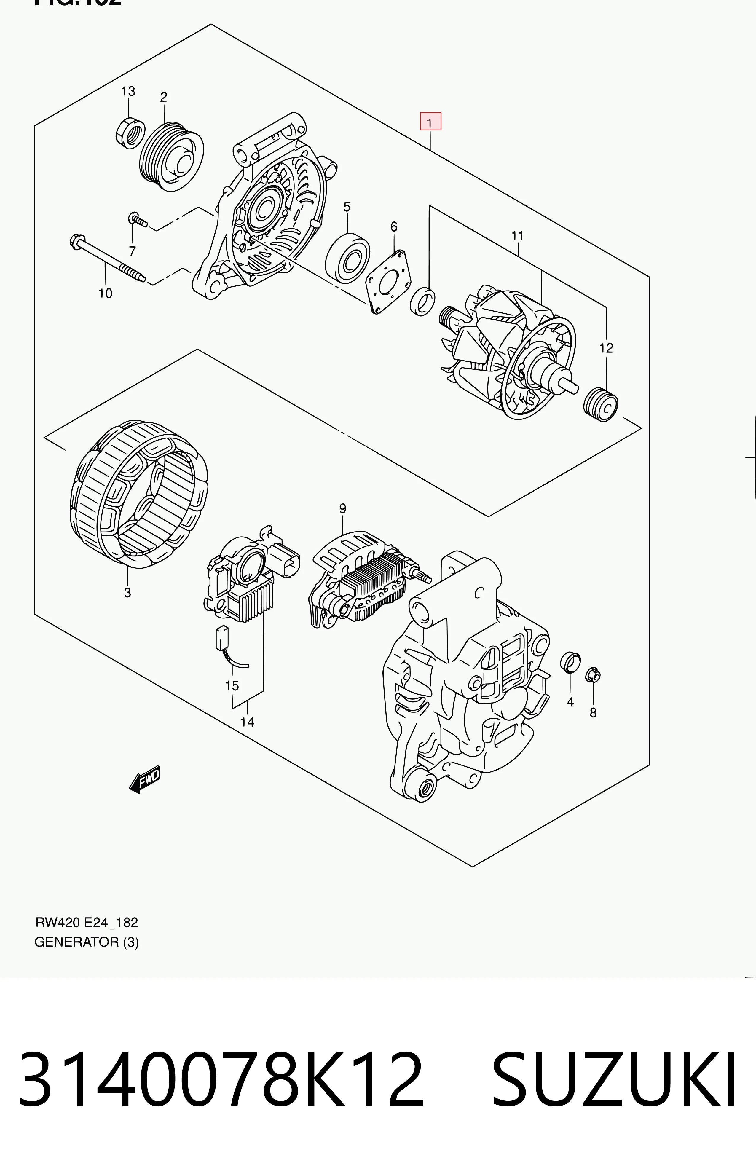 3140078K12 Suzuki Alternador de coche
