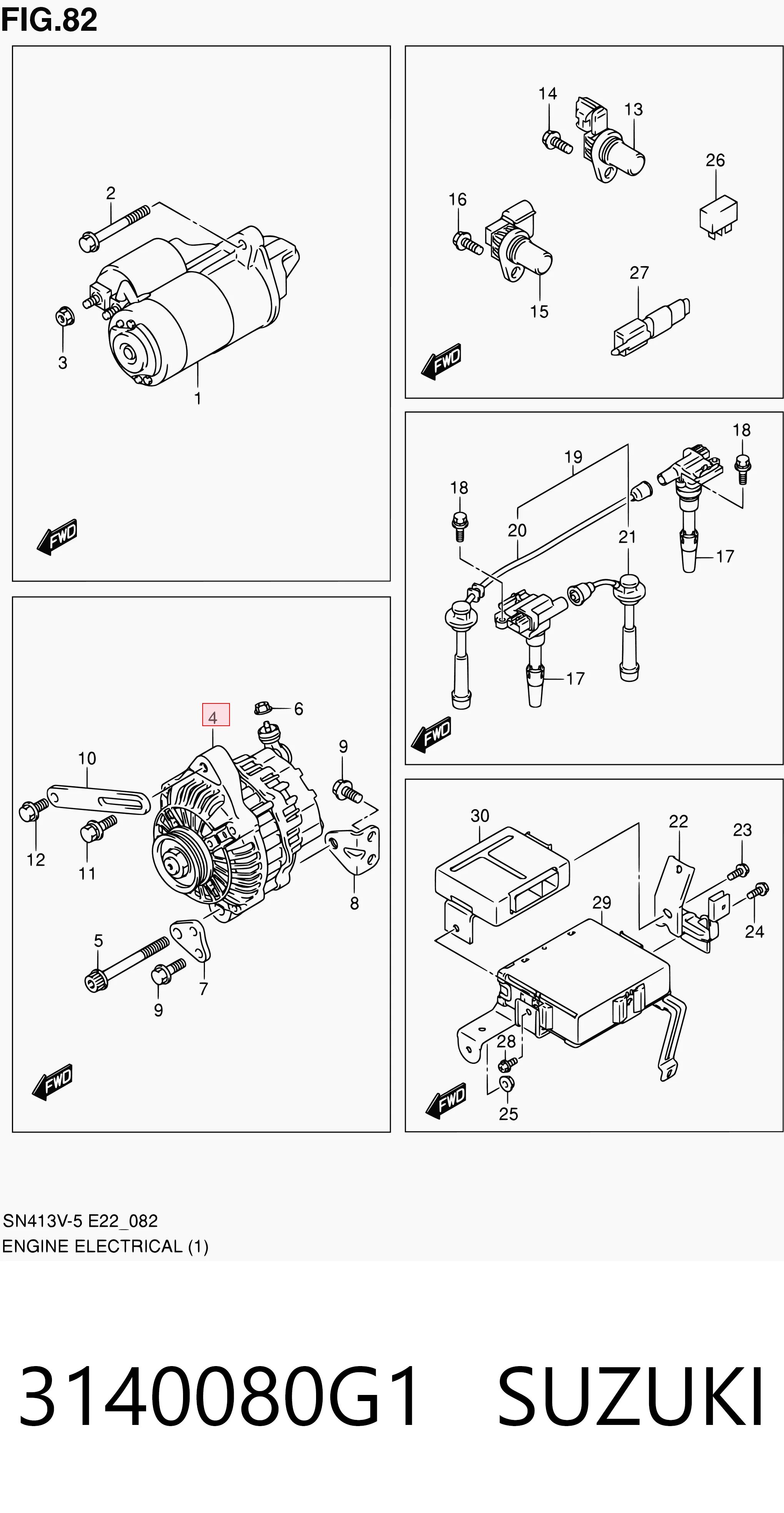 3140080G1 Suzuki Alternador de coche