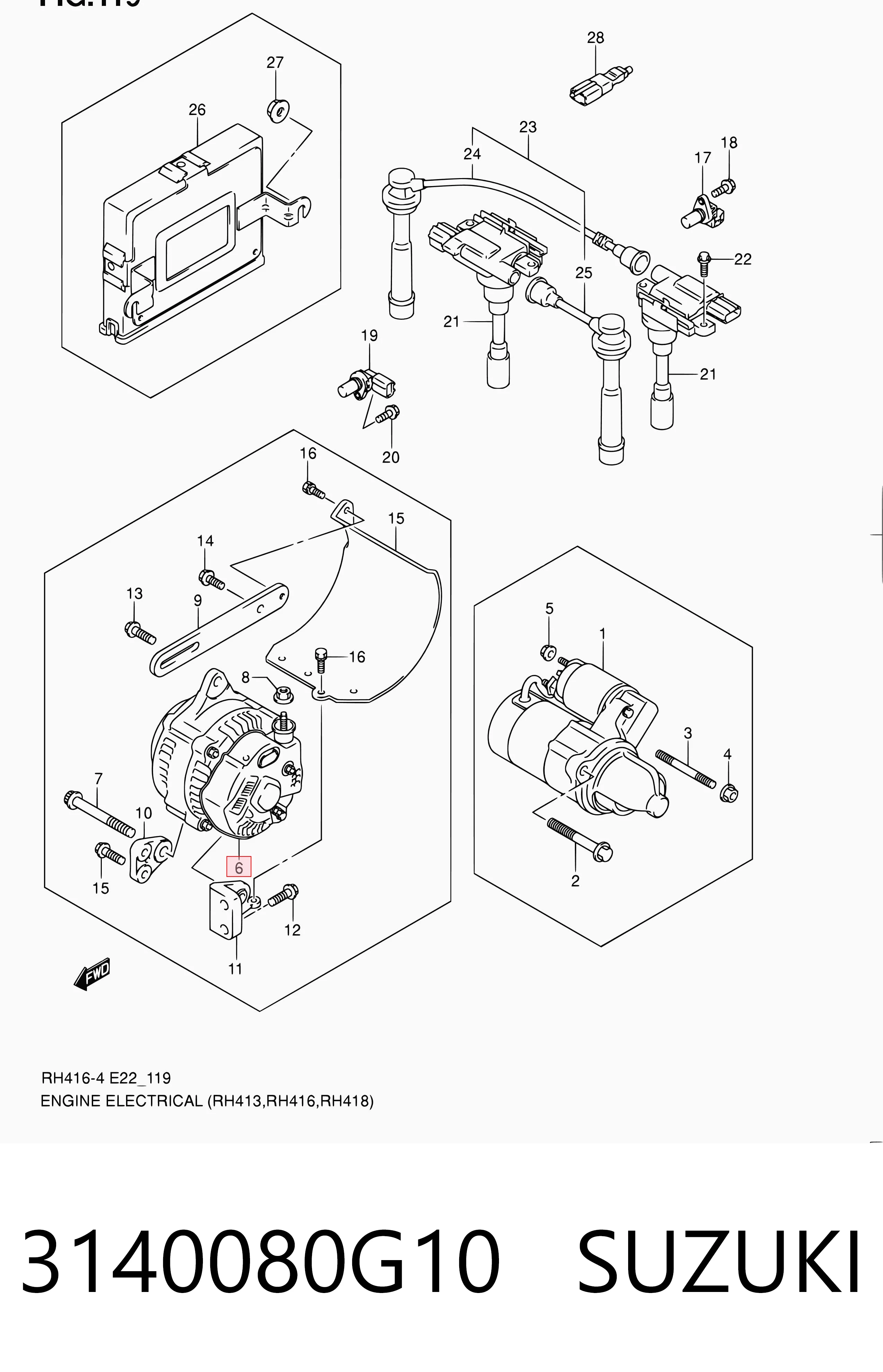 3140080G10 Suzuki Alternador de coche