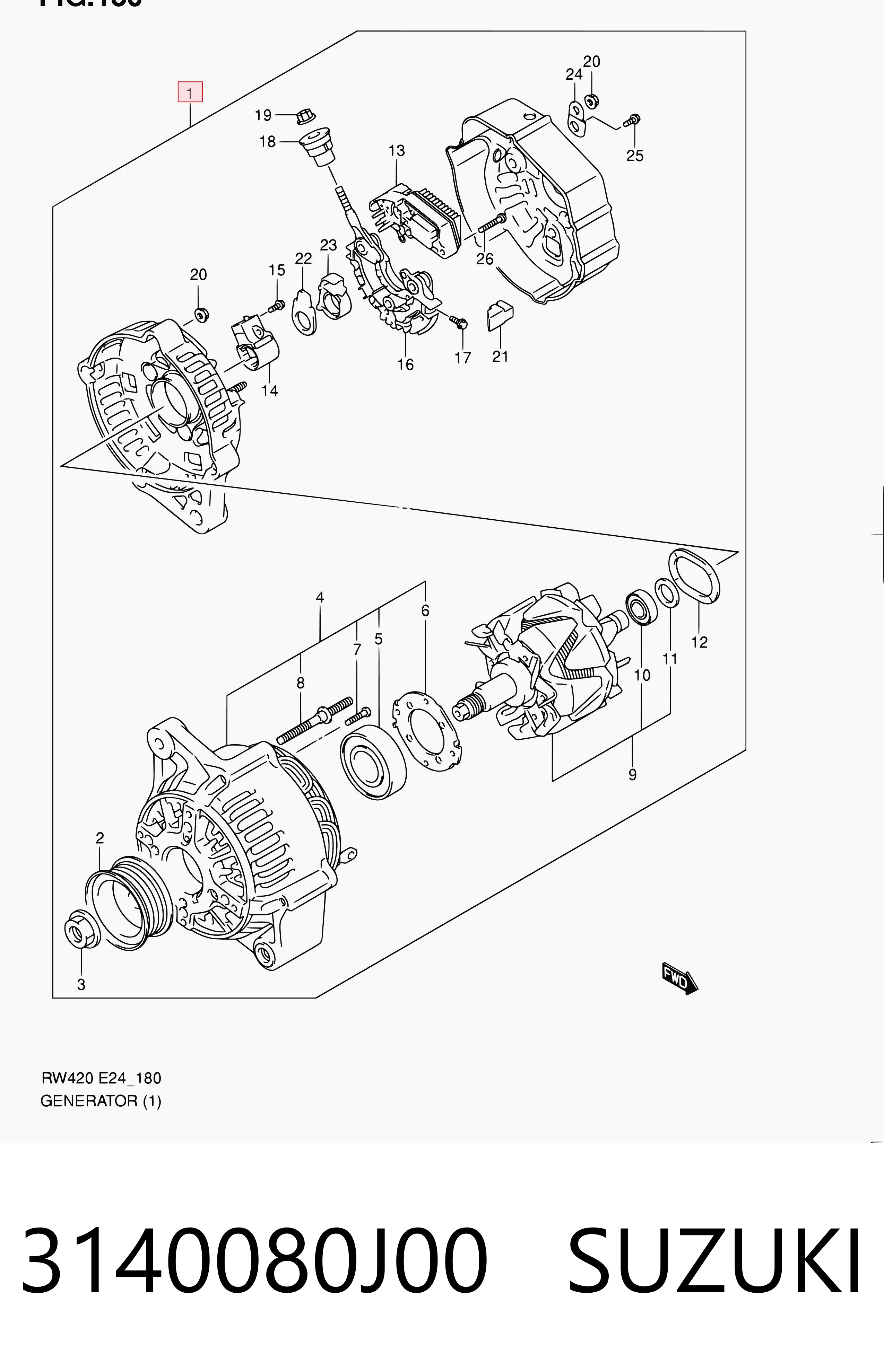 3140080J00 Suzuki Alternador de coche