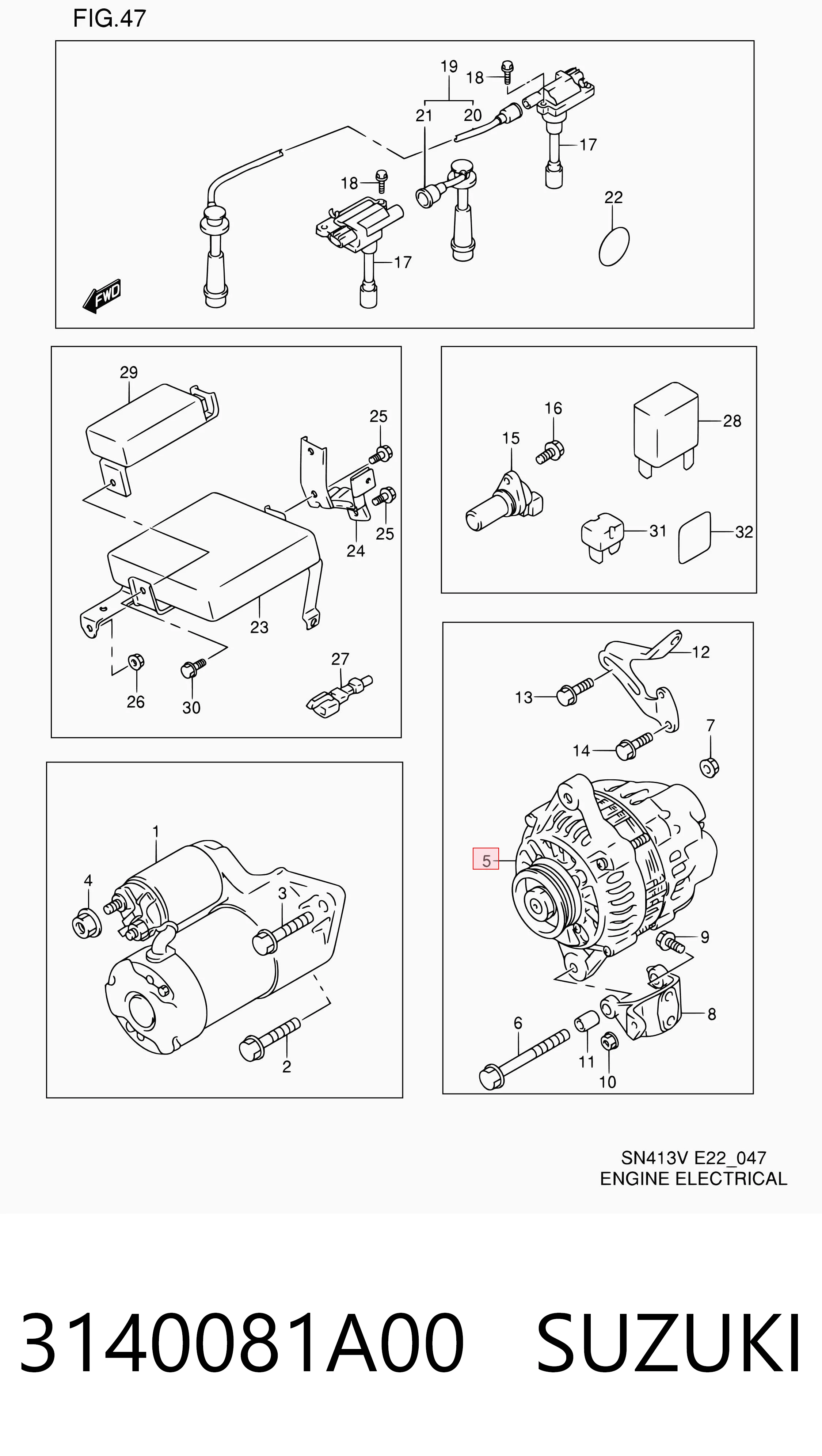 3140081A00 Suzuki Alternador de coche
