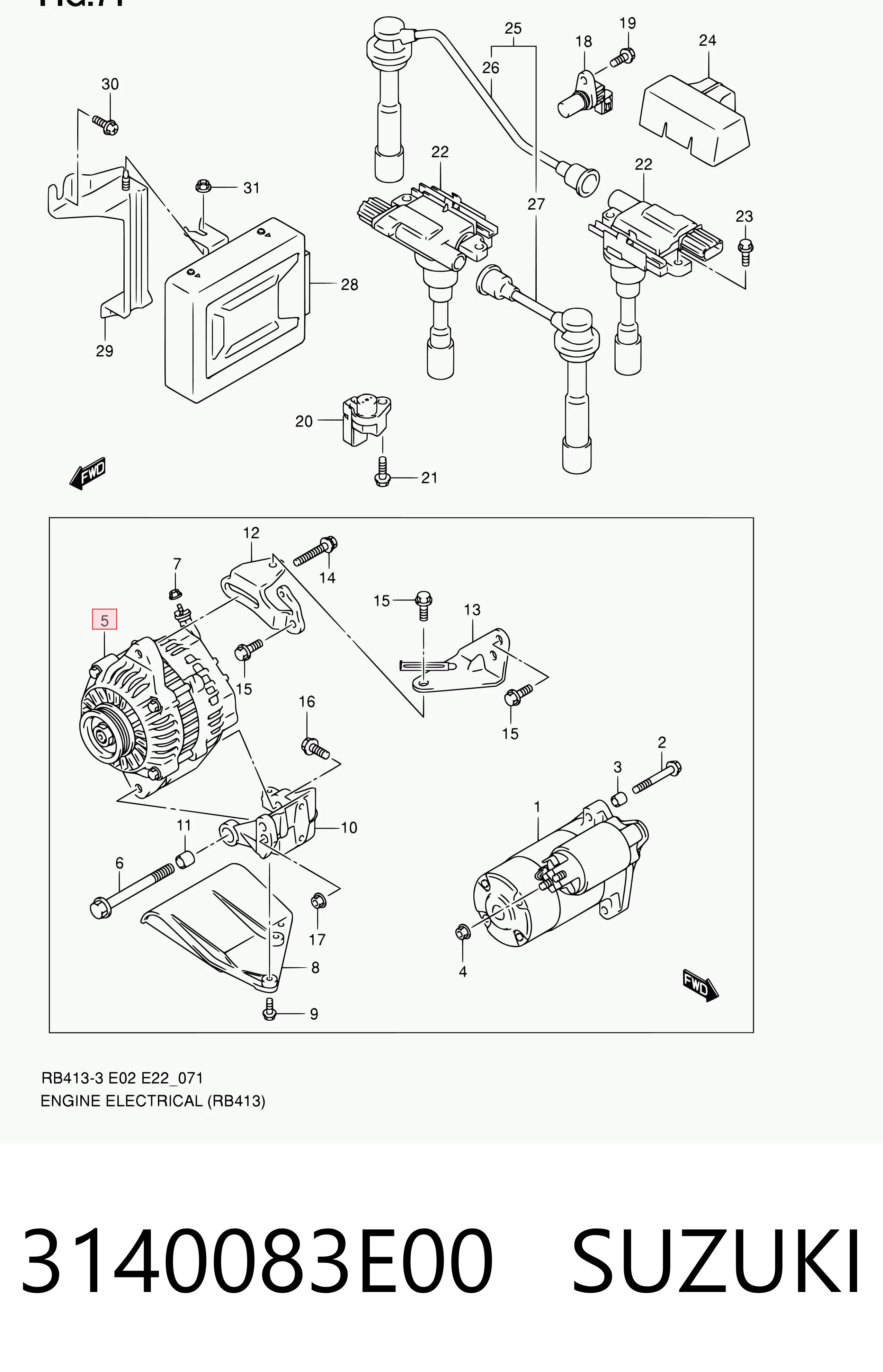 3140083E00 Suzuki Alternador de coche