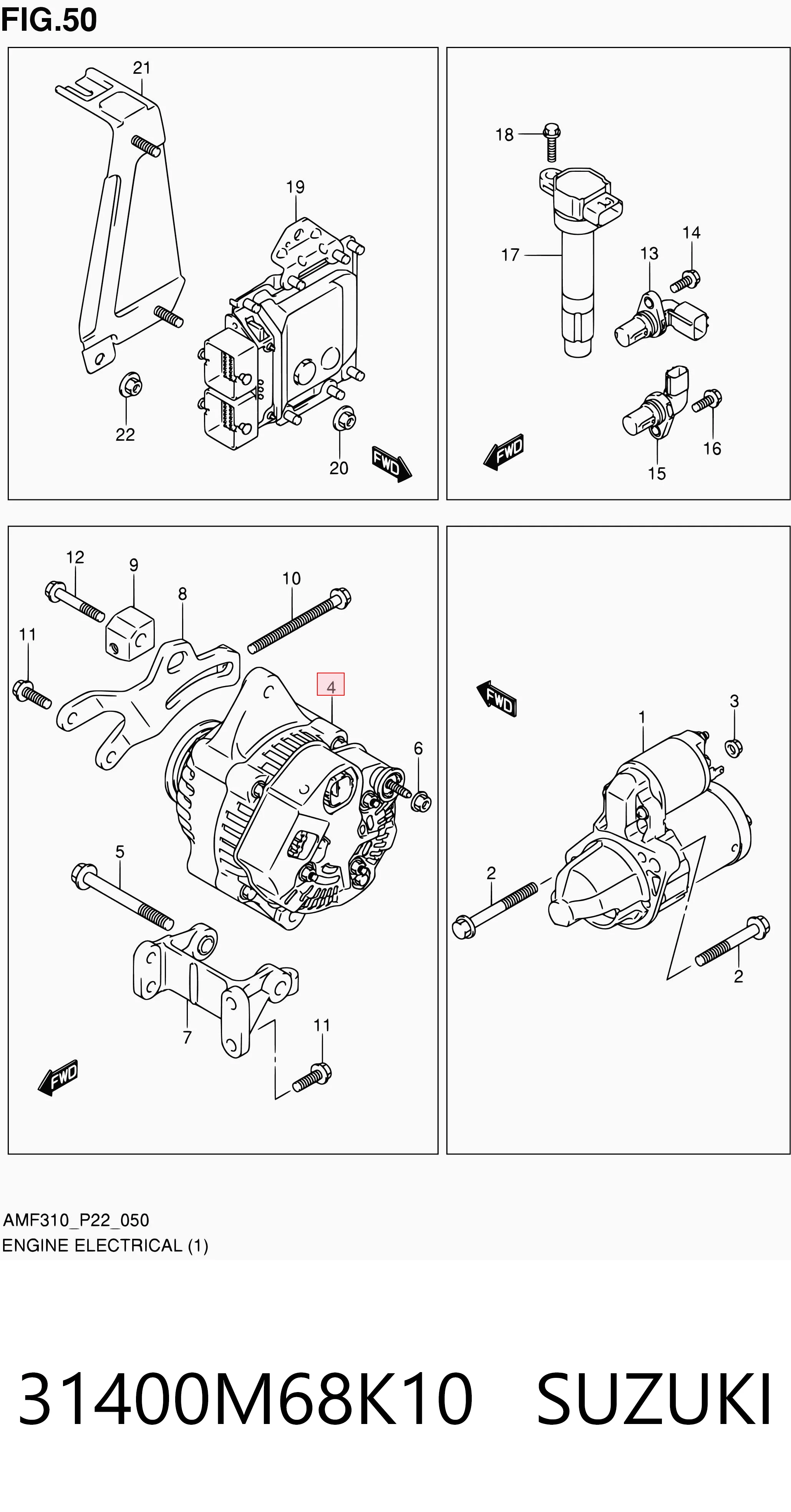 31400M68K10 Suzuki Alternador de coche