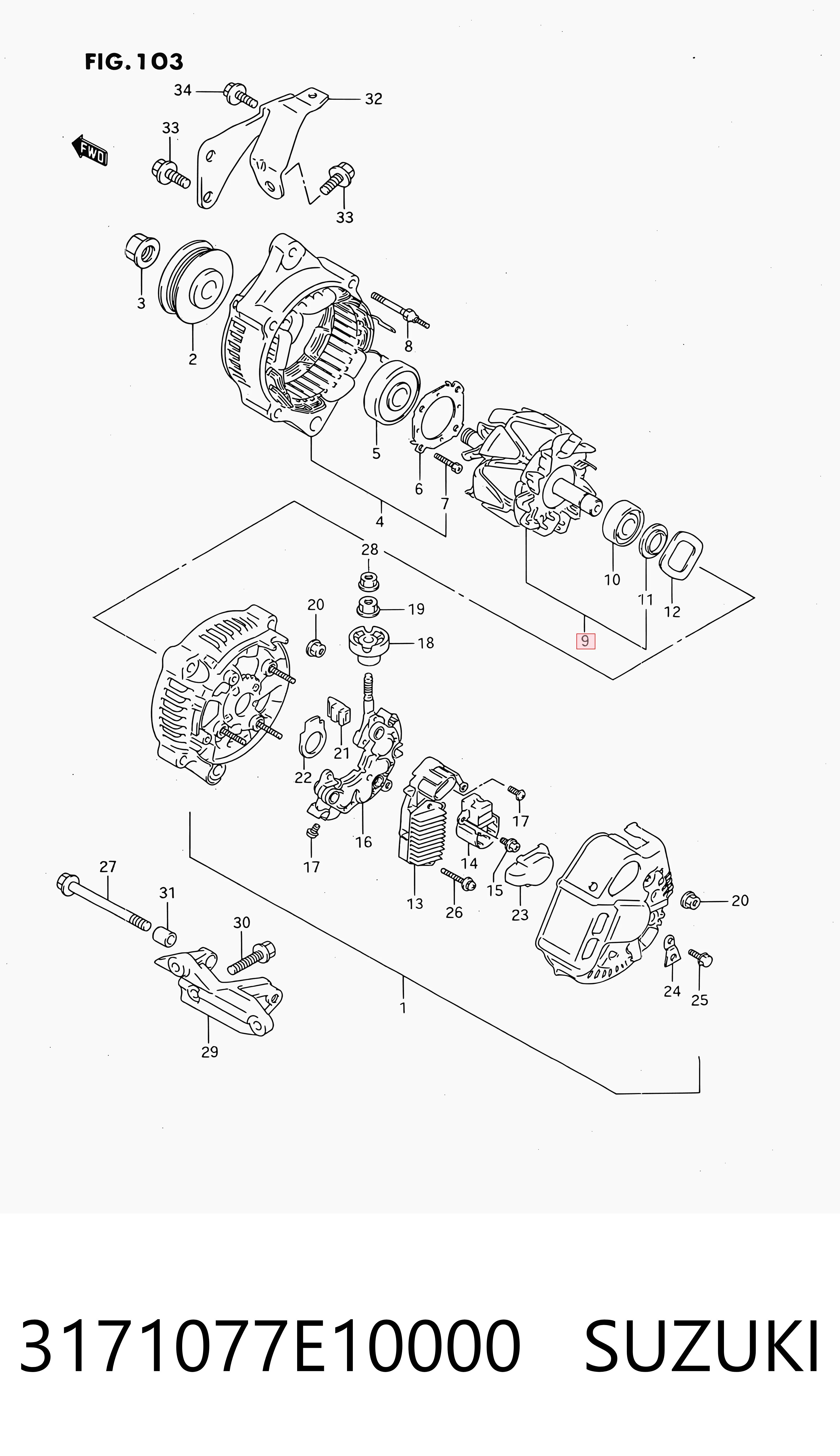 Rotor del alternador para Toyota Corolla E15