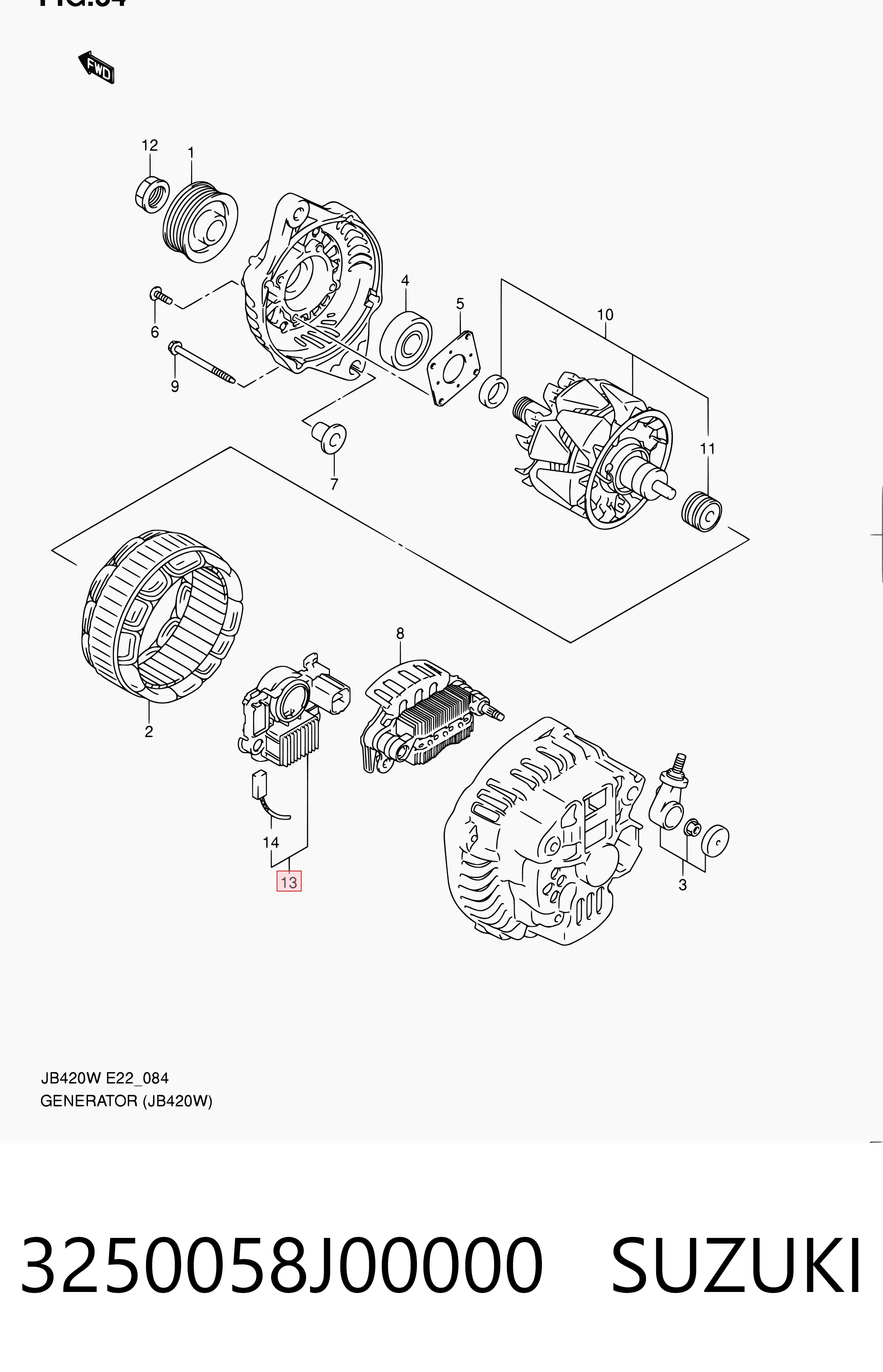 Regulador de voltaje del alternador 3250058J00000 SUZUKI