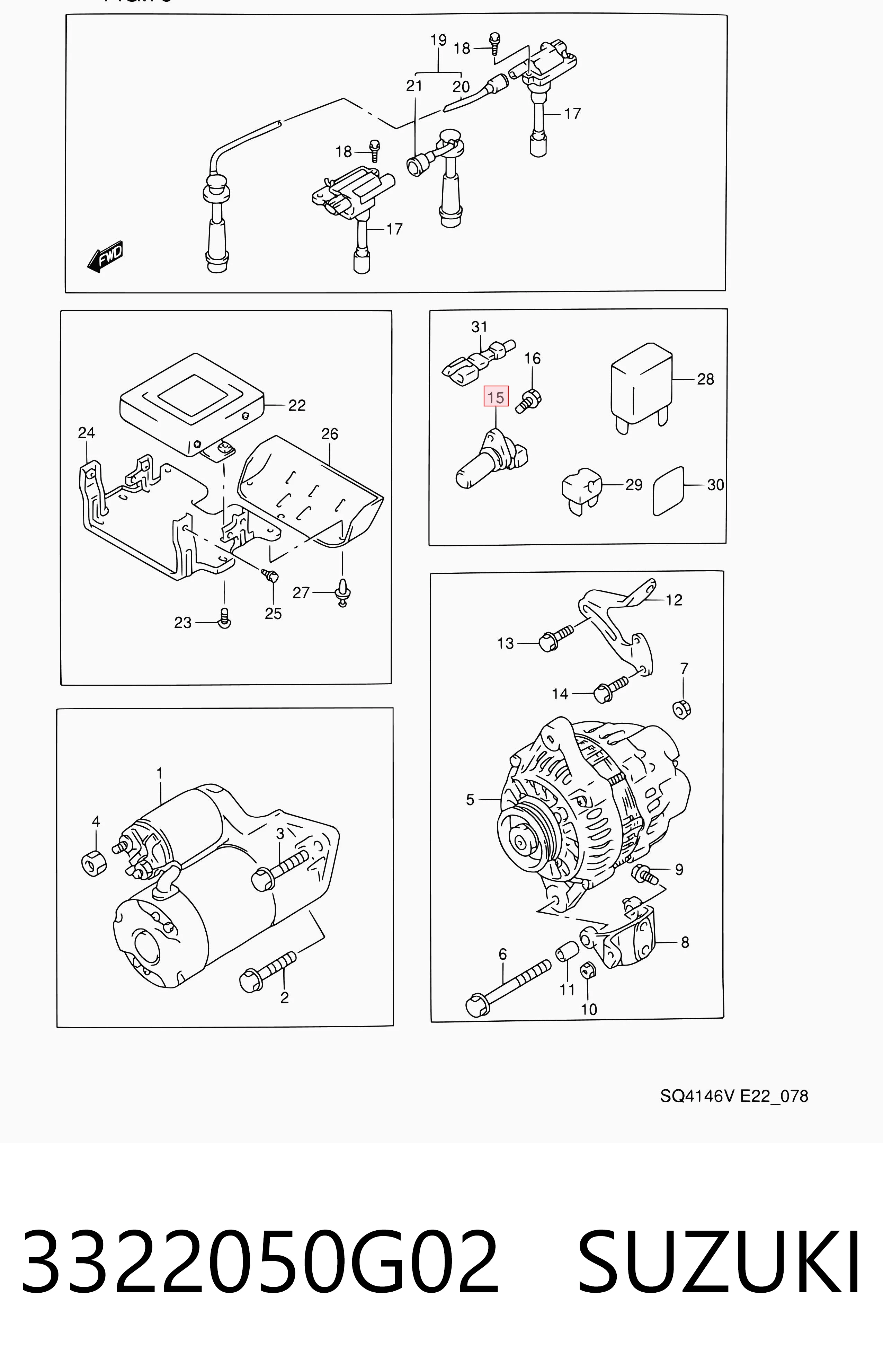 3322050G02 Suzuki Sensor posición arbol de levas