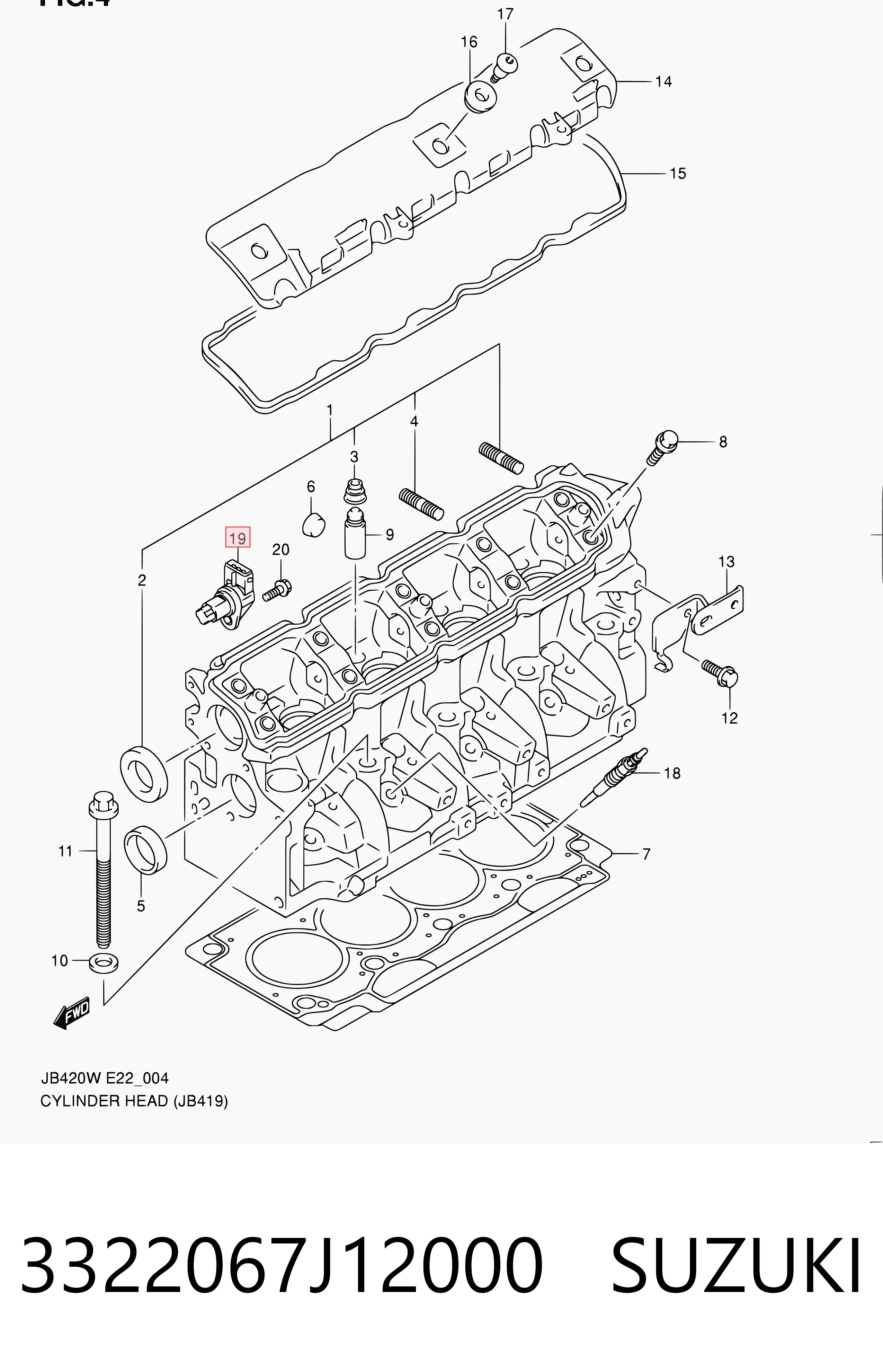 Sensor de posición del árbol de levas 3322067J12000 SUZUKI