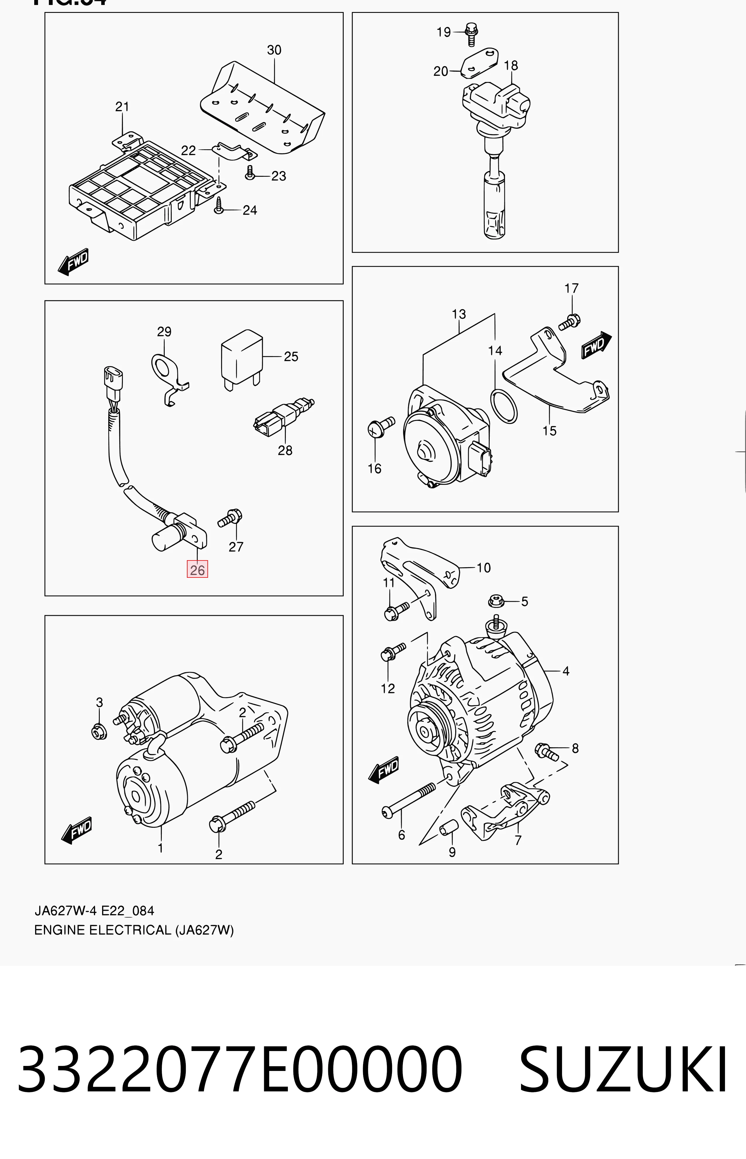 Sensor de posición del cigüeñal 3322077E00000 SUZUKI