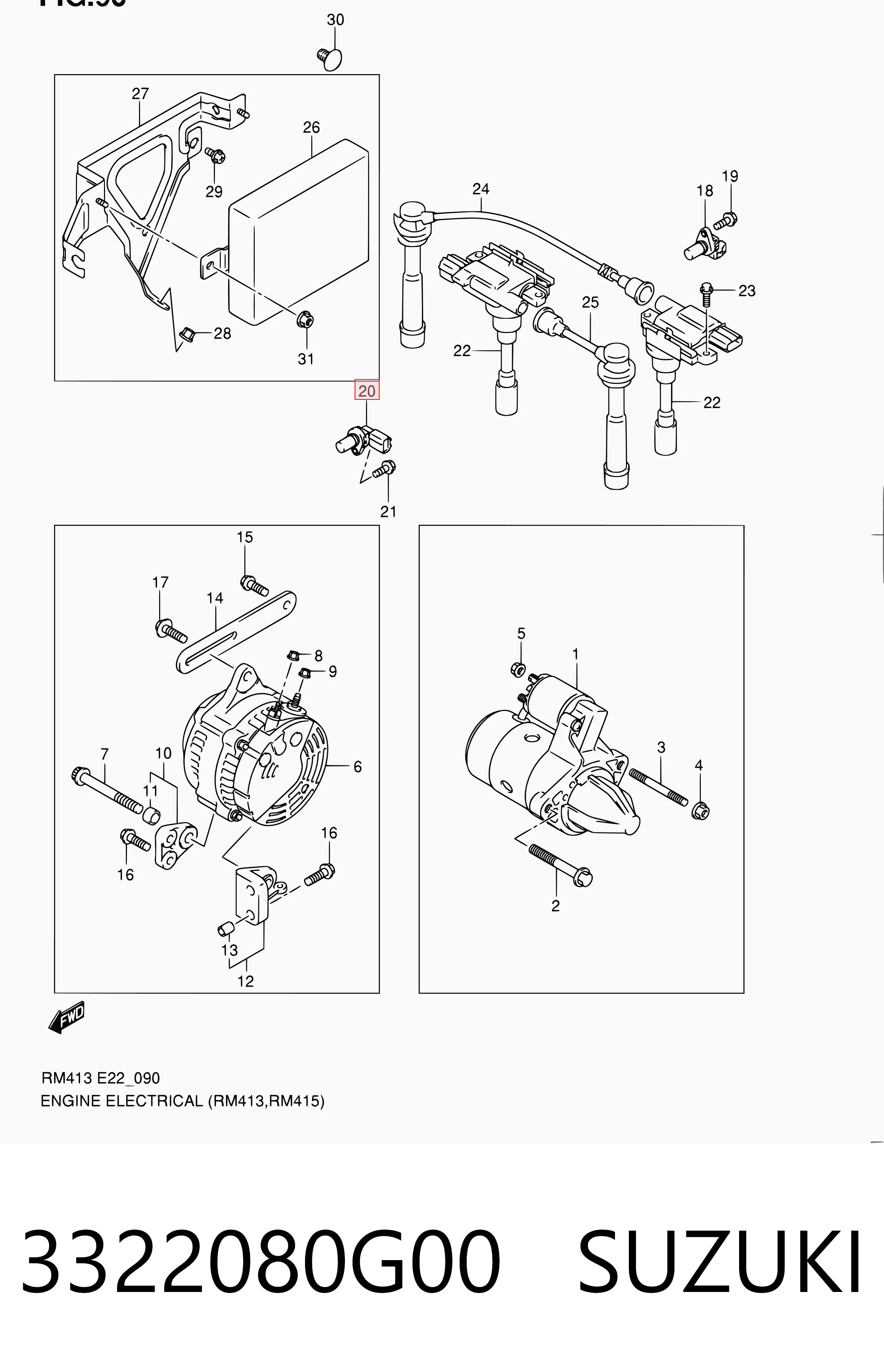 3322080G00 Suzuki Sensor de posición del cigüeñal