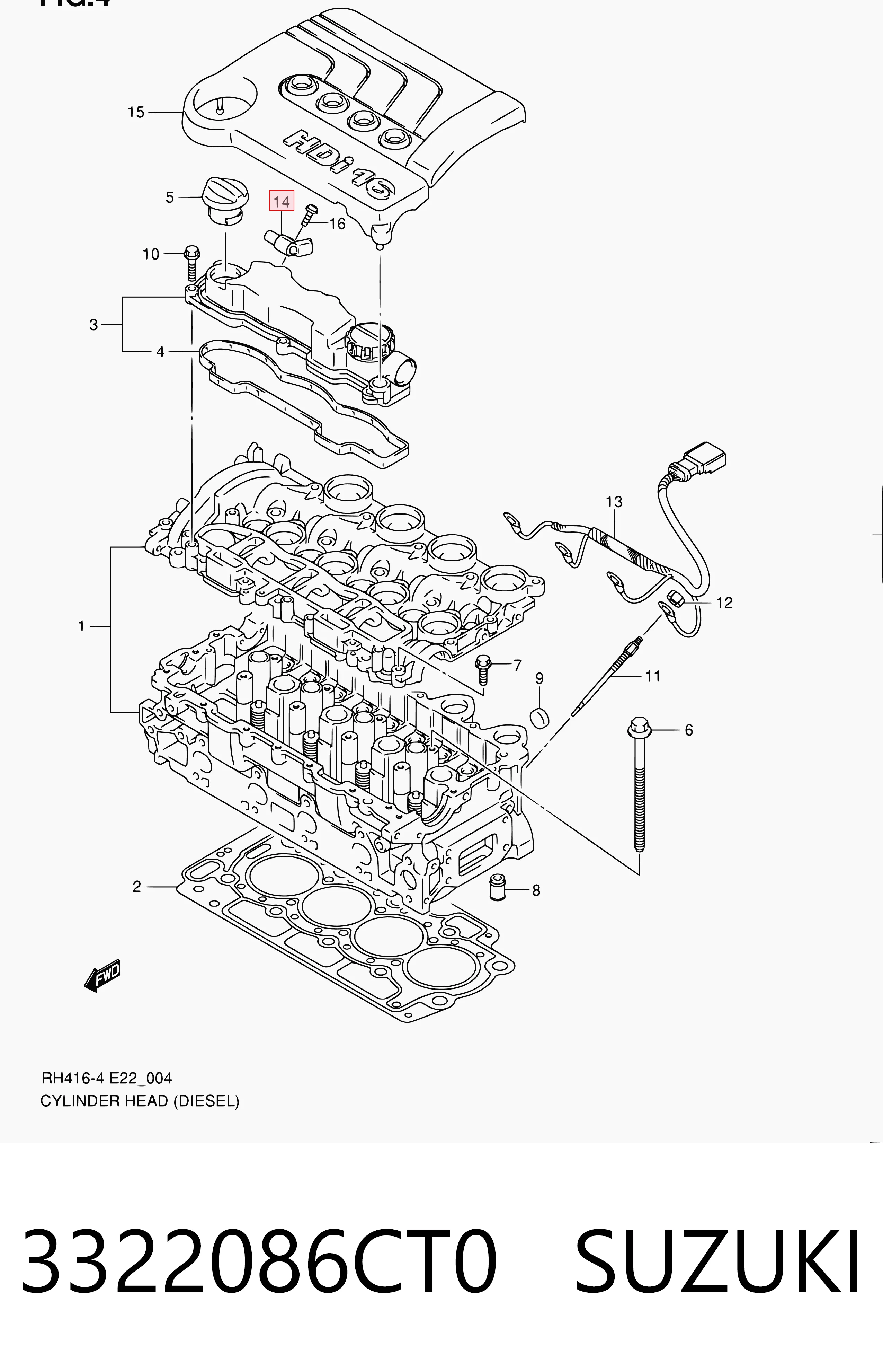 Sensor de posición del árbol de levas 3322086CT0 SUZUKI