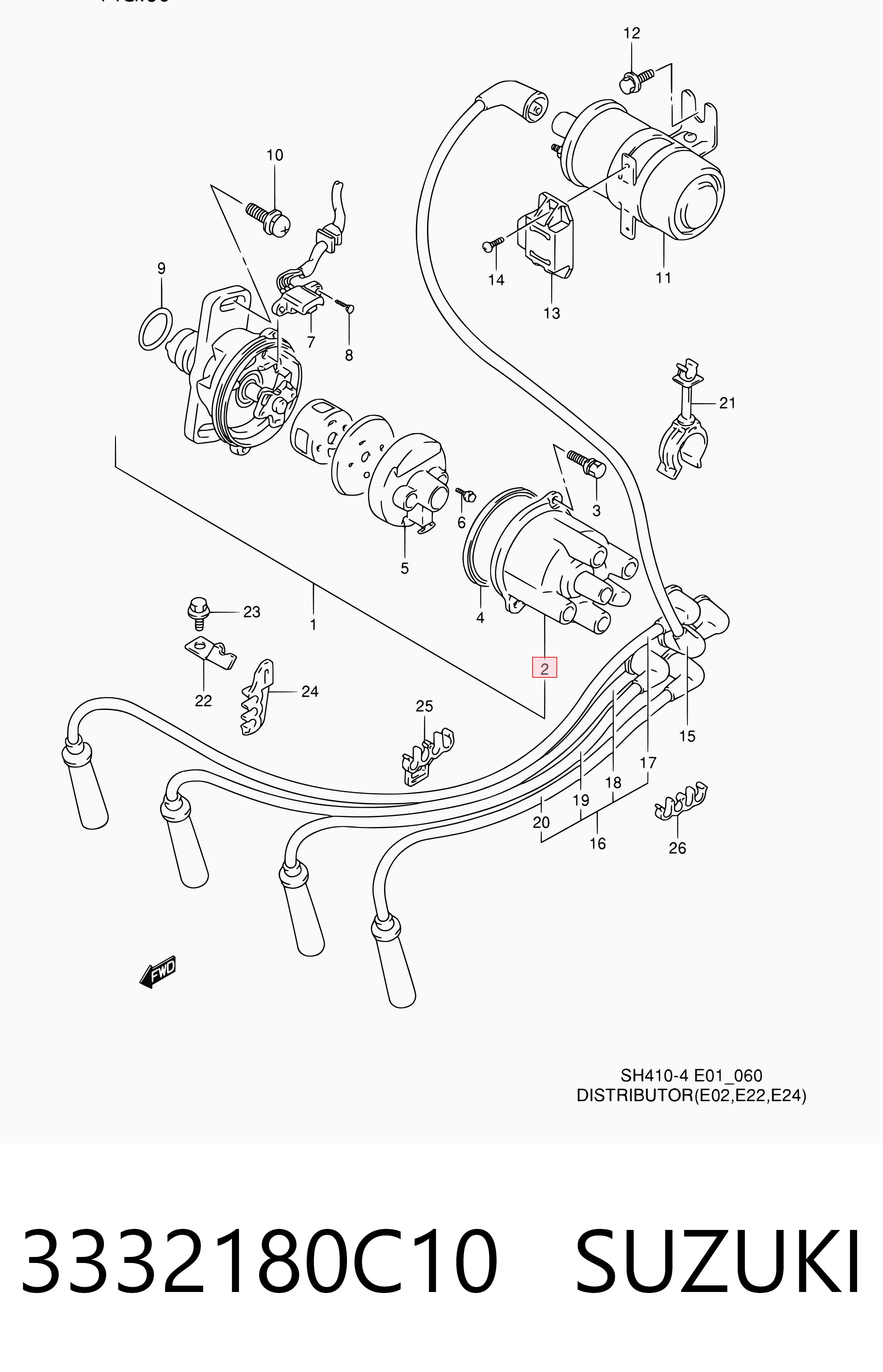 Tapa del distribuidor de encendido 3332180C10 SUZUKI