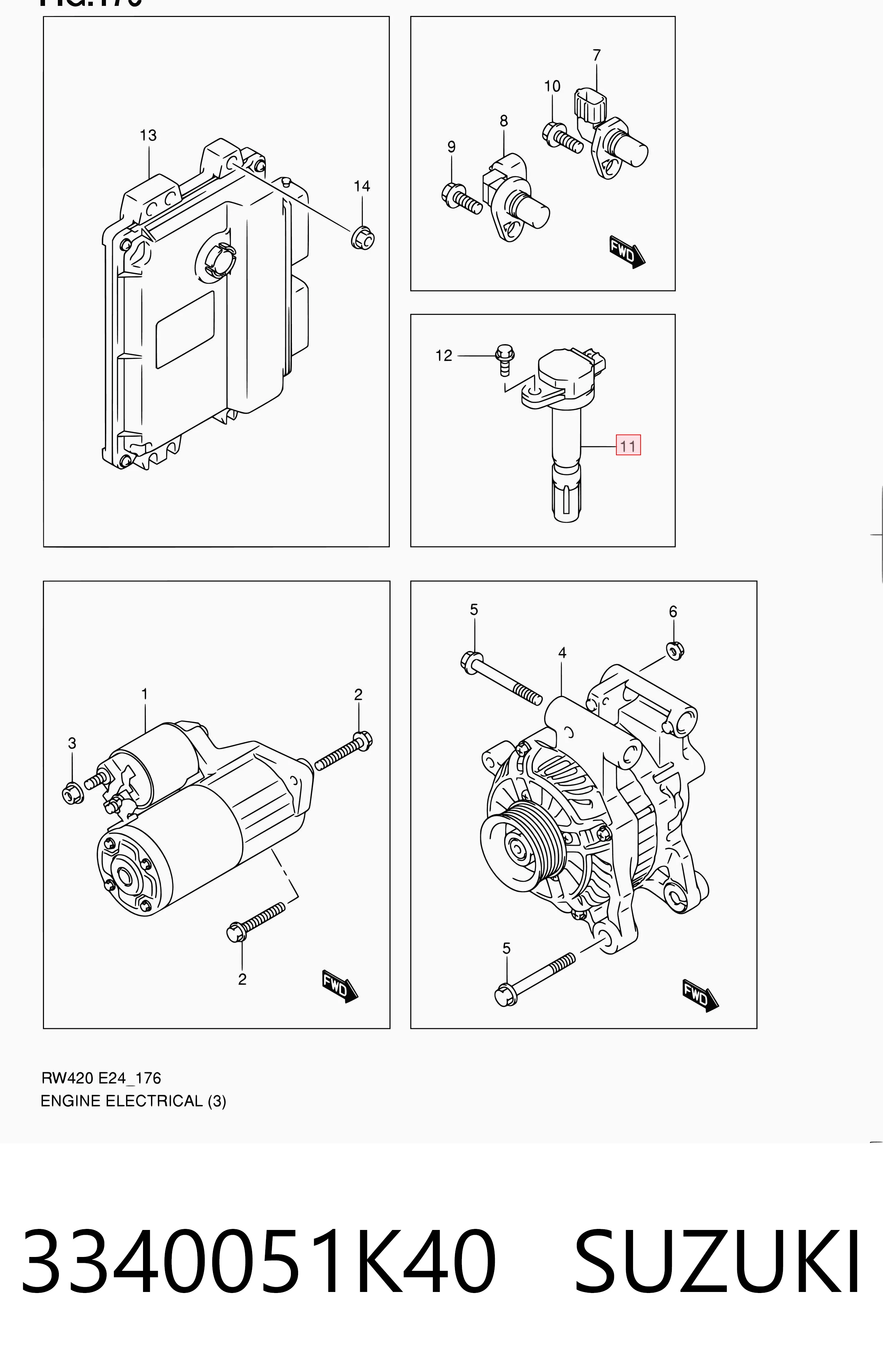 3340051K40 Suzuki Bobina de ignición