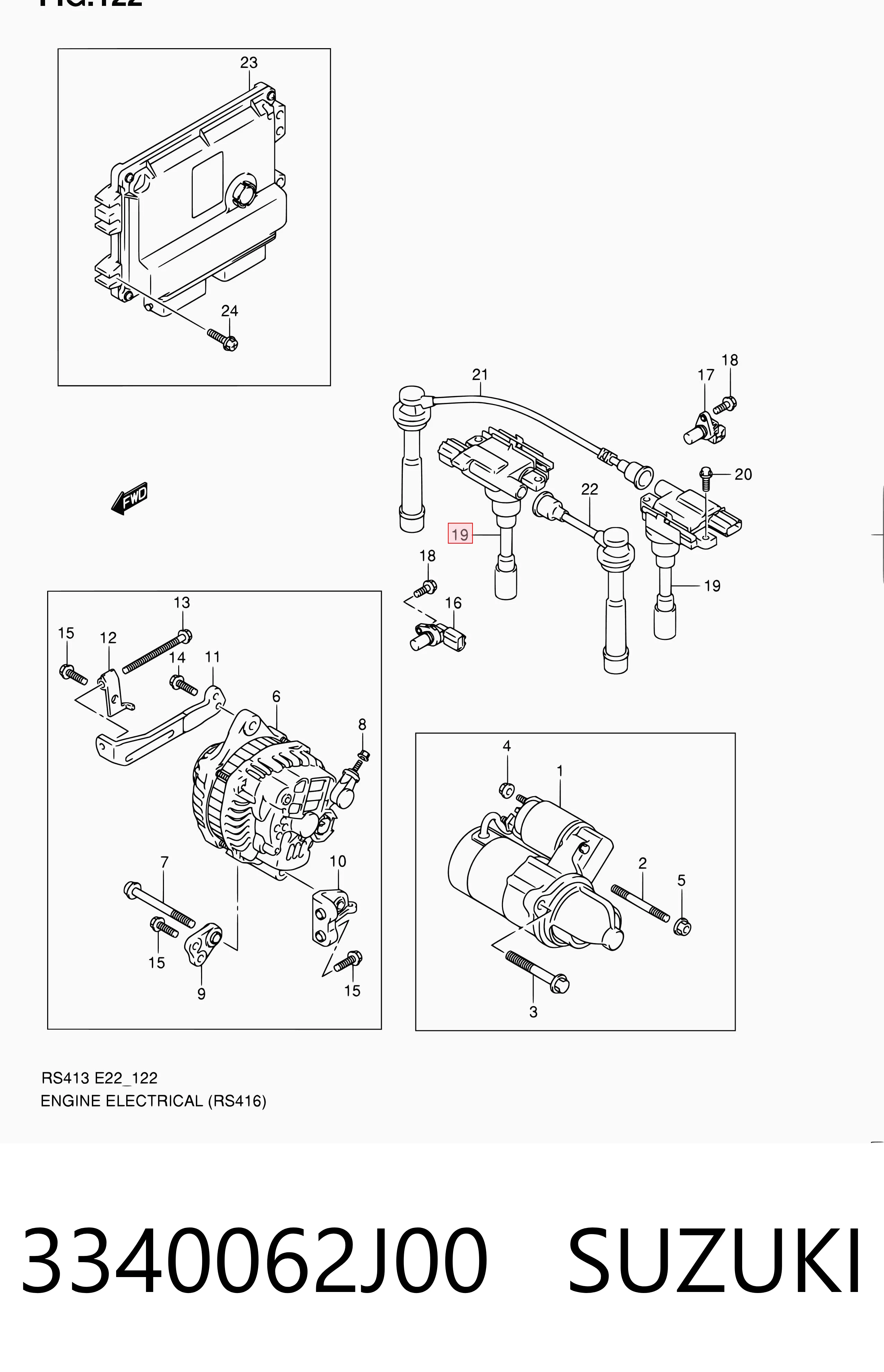 3340062J00 Suzuki Bobina de ignición