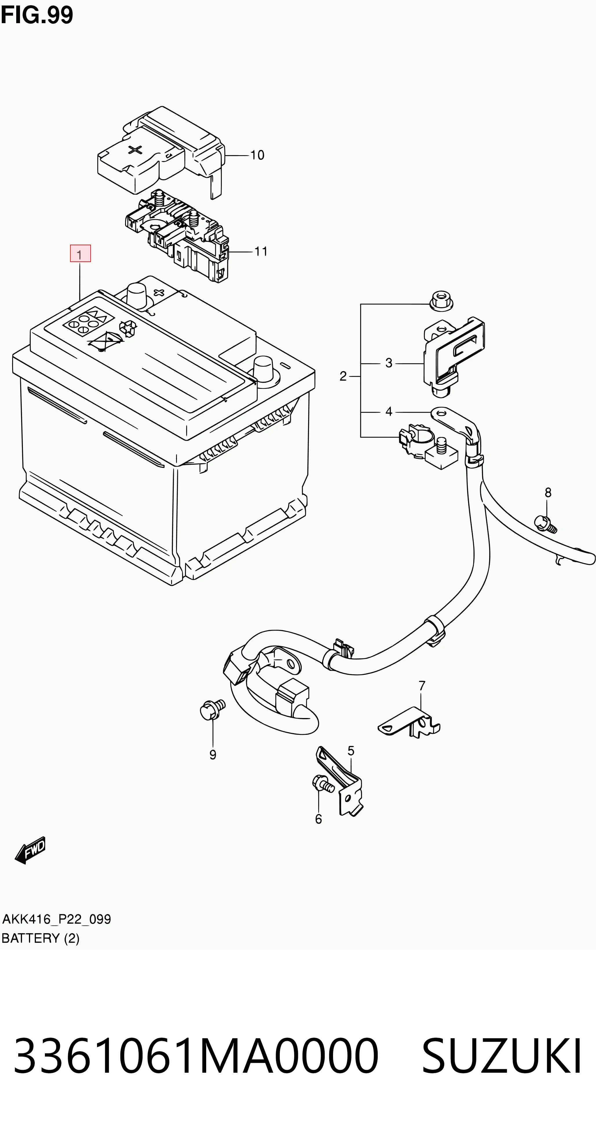 Batería de arranque 3361061MA0000 SUZUKI
