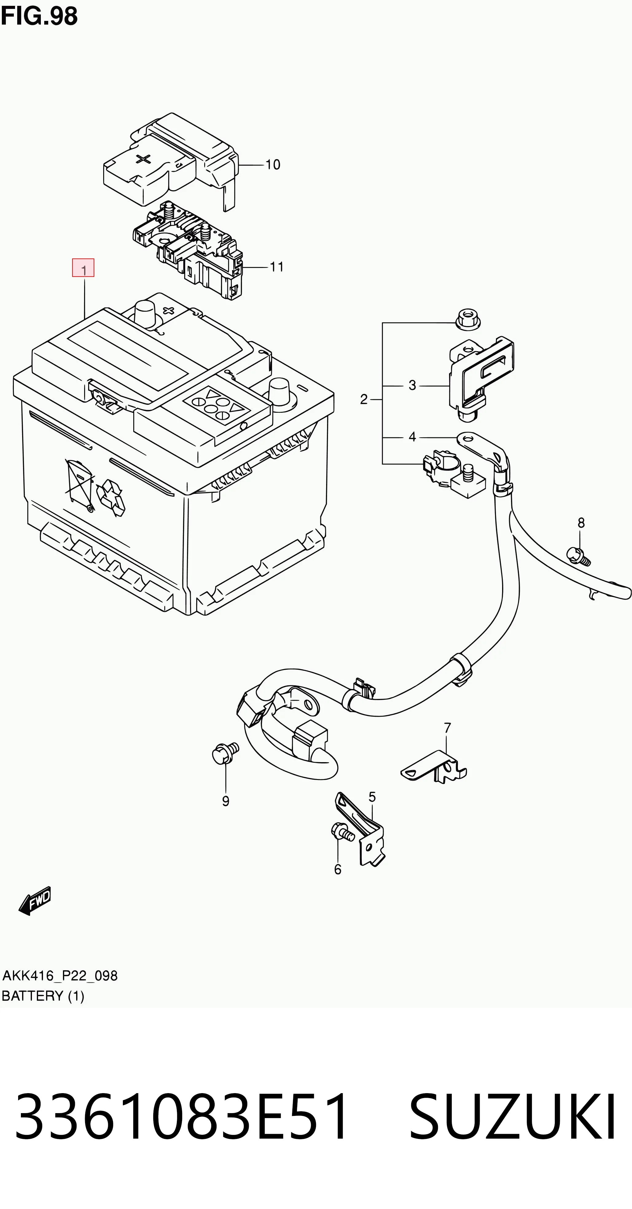 Batería de arranque 3361083E51 SUZUKI
