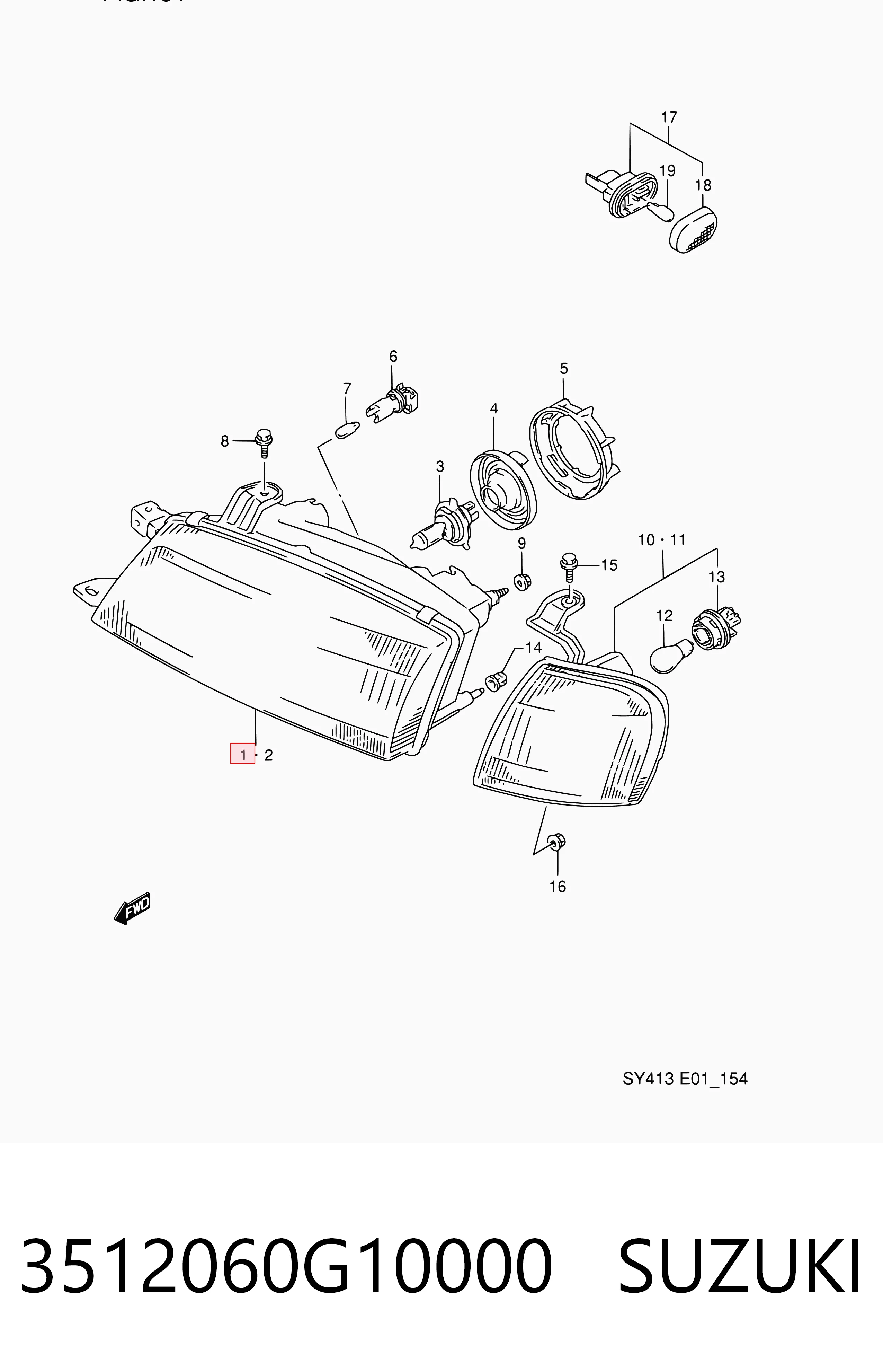 Luz derecha para Suzuki Baleno  EG