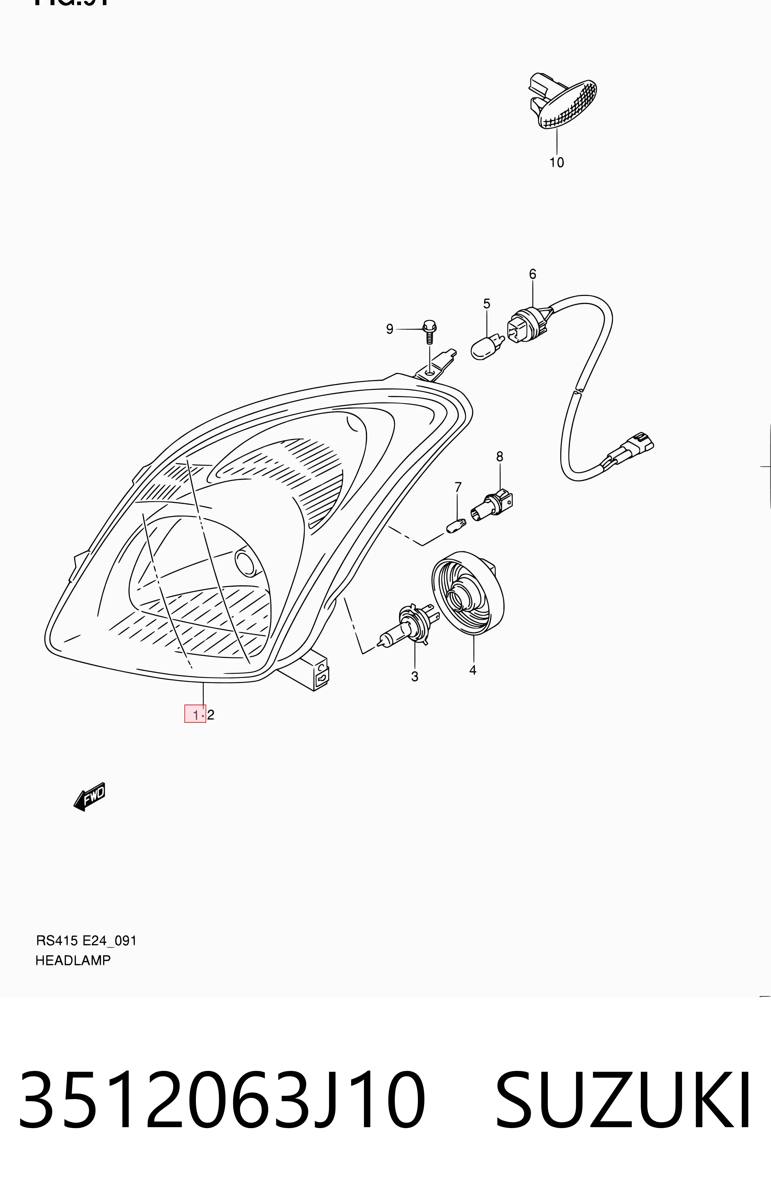 Faro derecho para Suzuki Swift RS