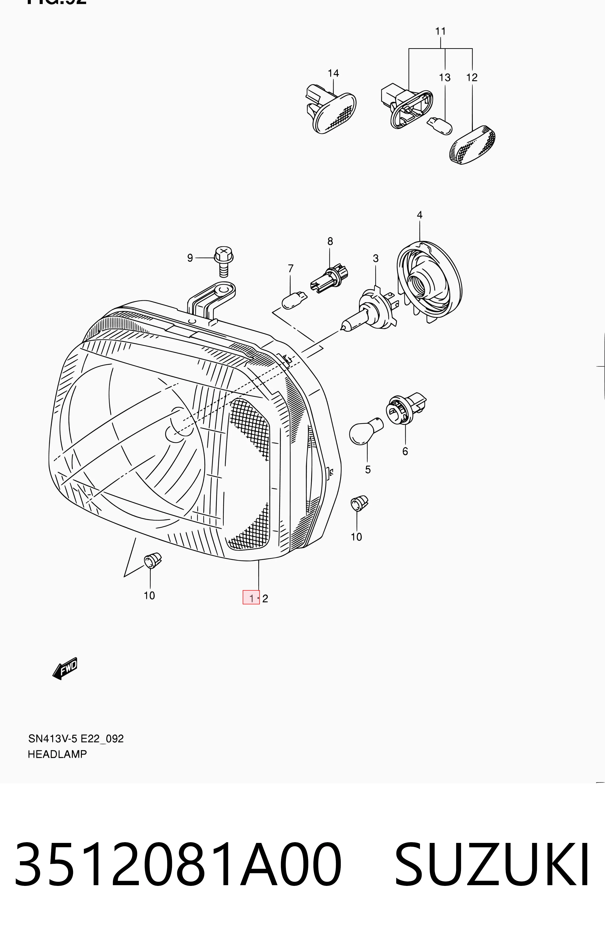 Faro delantero derecho para Suzuki Jimny  (FJ)