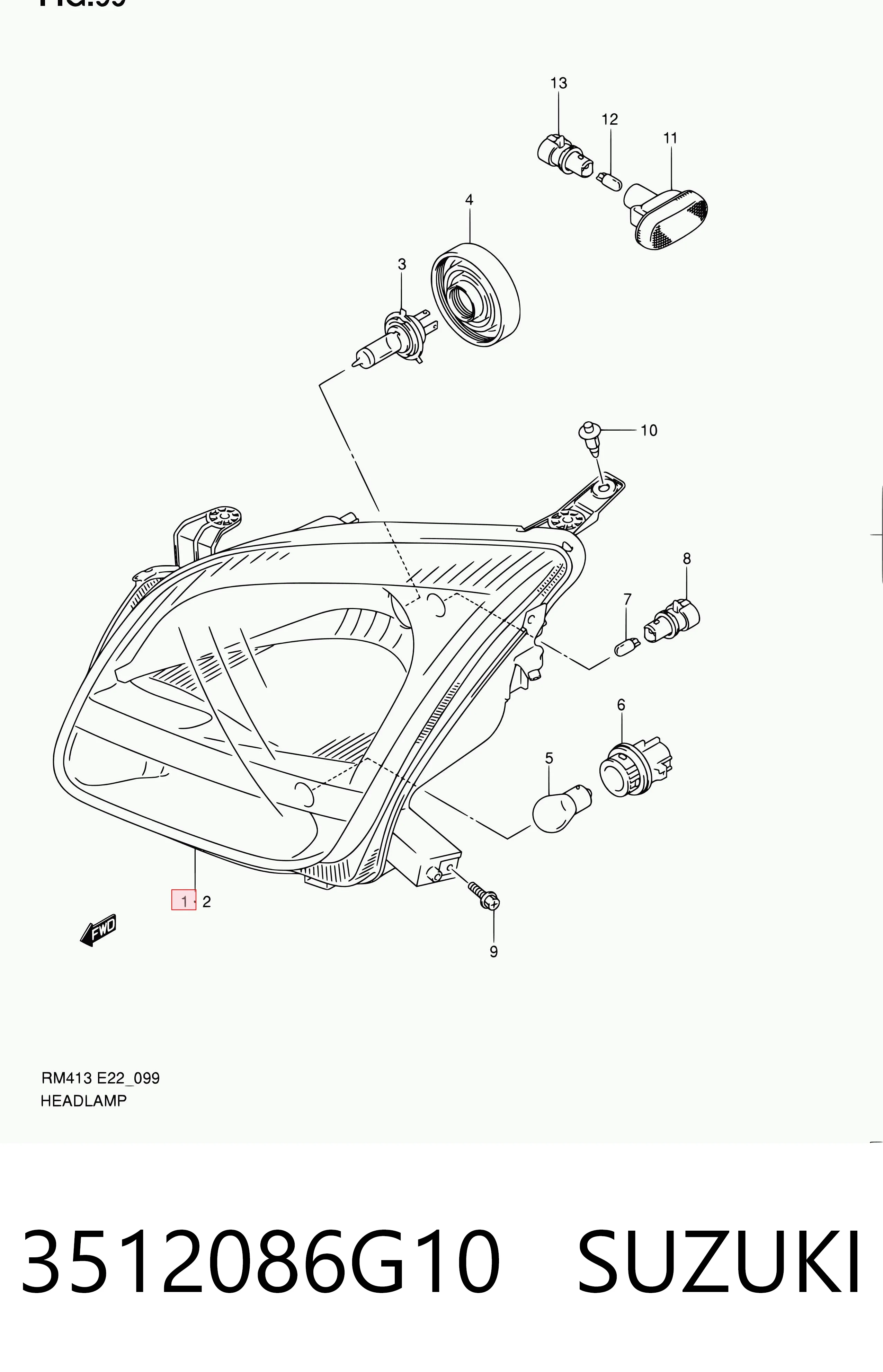  Faro derecho Suzuki Ignis 2