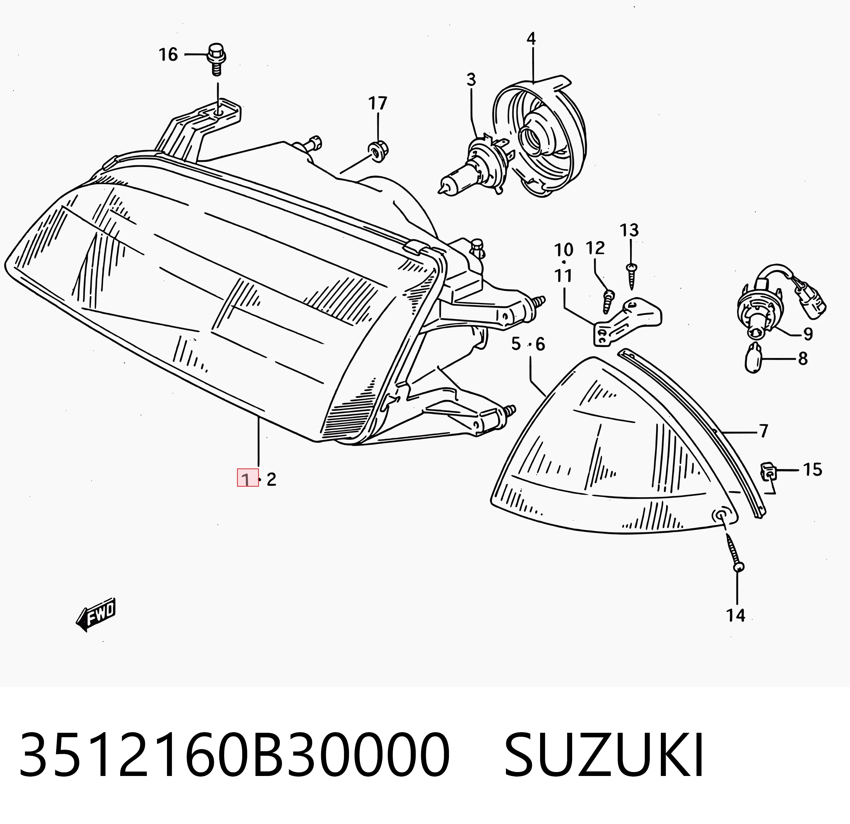 Faro derecho Suzuki Swift II sedán (AH, AJ) (1989 - 2001) precio, desde 54,34 EUR